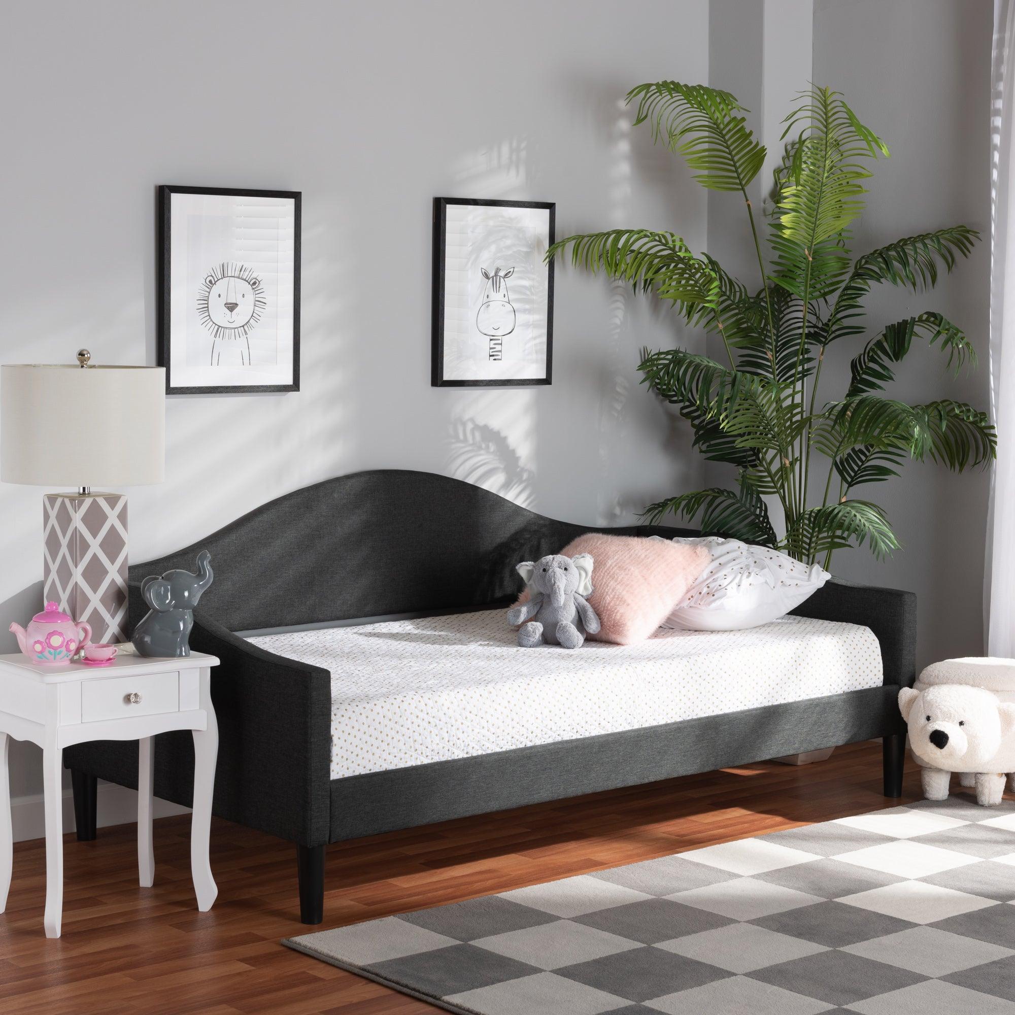 Milligan Modern and Contemporary Fabric Upholstered and Finished Wood Daybed