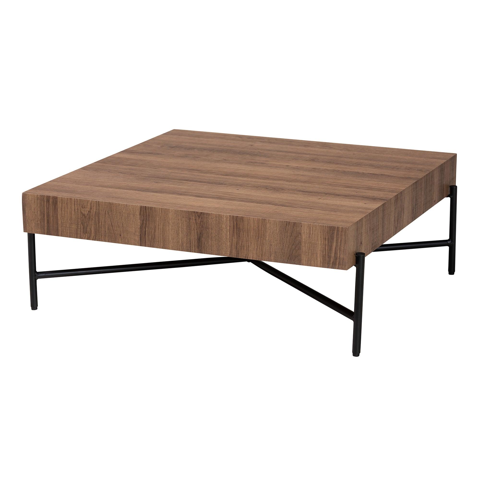 Savion Modern Industrial Finished Wood and Metal Coffee Table