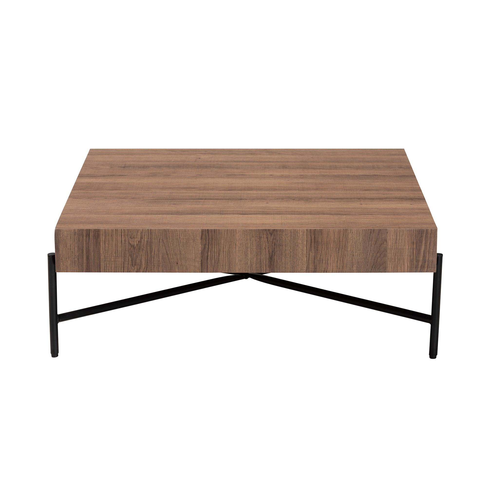 Savion Modern Industrial Finished Wood and Metal Coffee Table