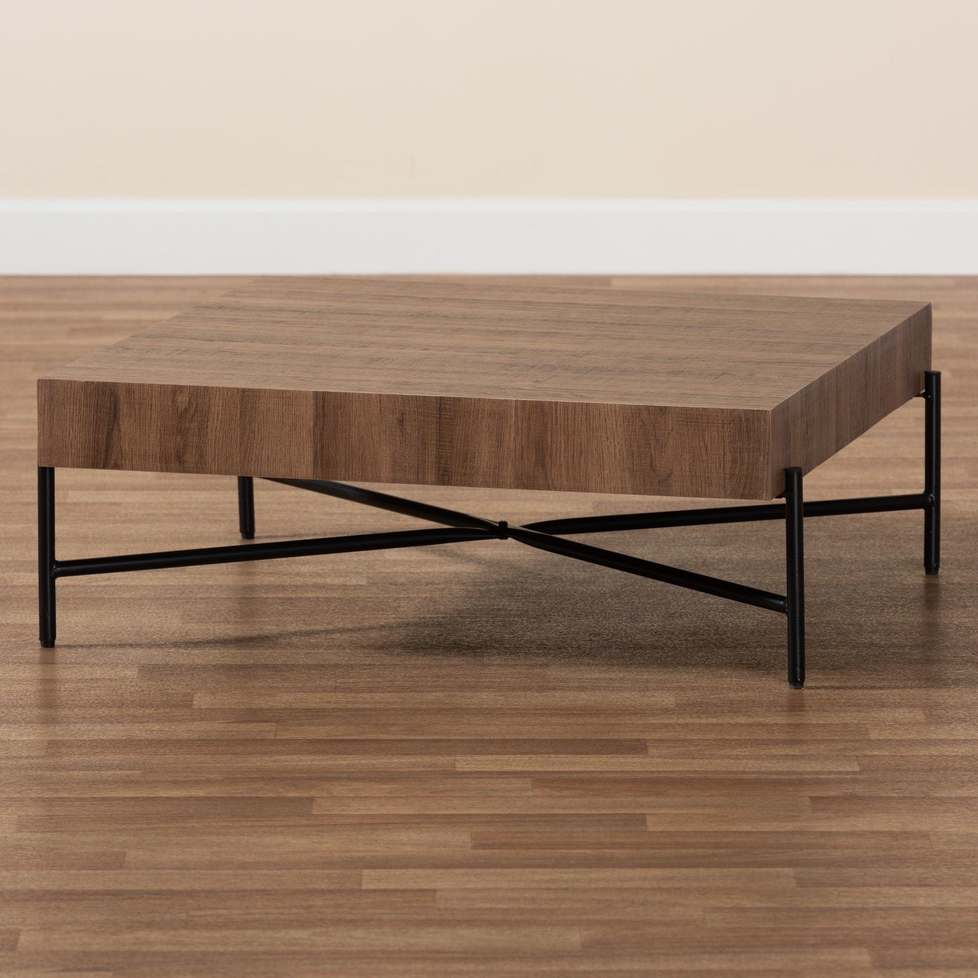 Savion Modern Industrial Finished Wood and Metal Coffee Table