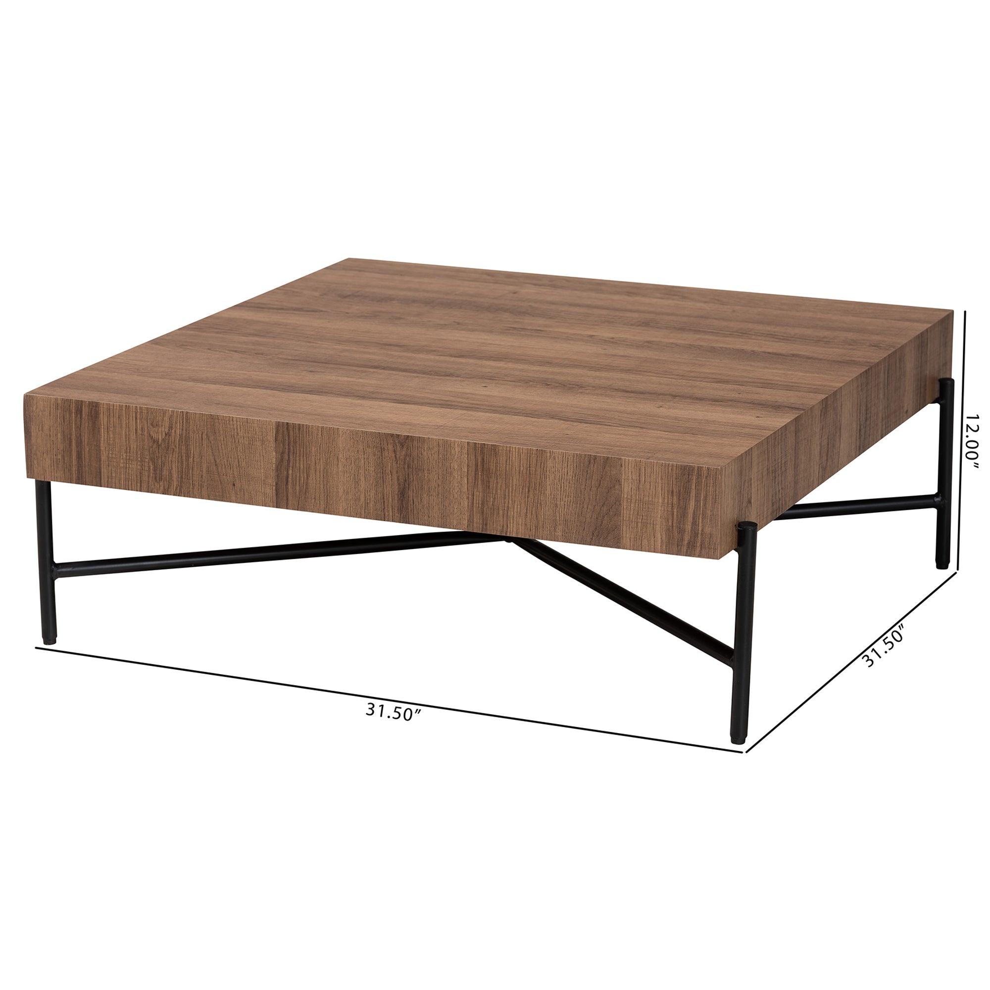 Savion Modern Industrial Finished Wood and Metal Coffee Table