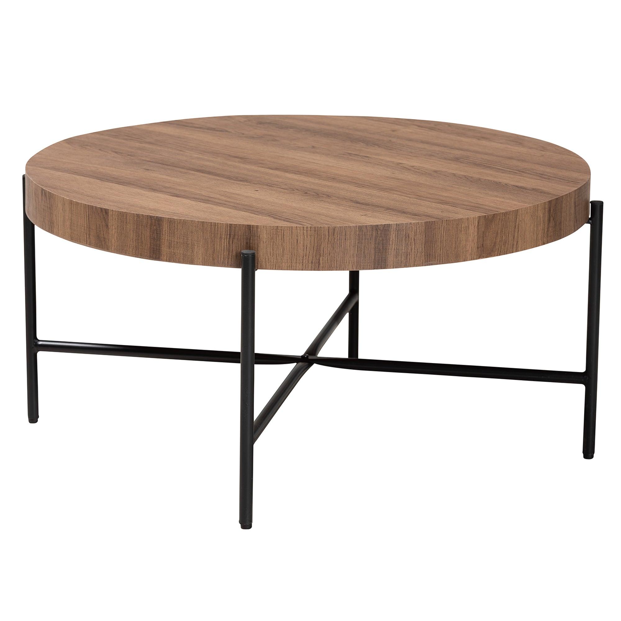 Umar Modern Industrial Finished Wood and Metal Coffee Table