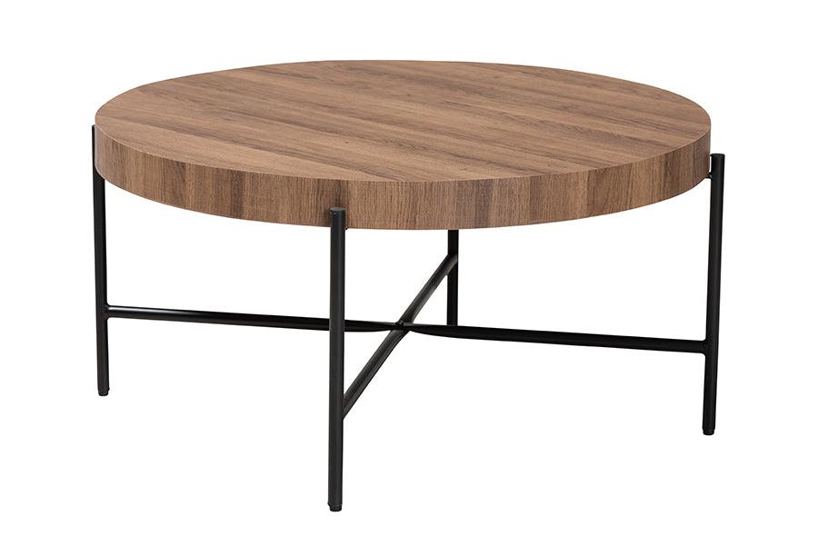 Umar Modern Industrial Finished Wood and Metal Coffee Table