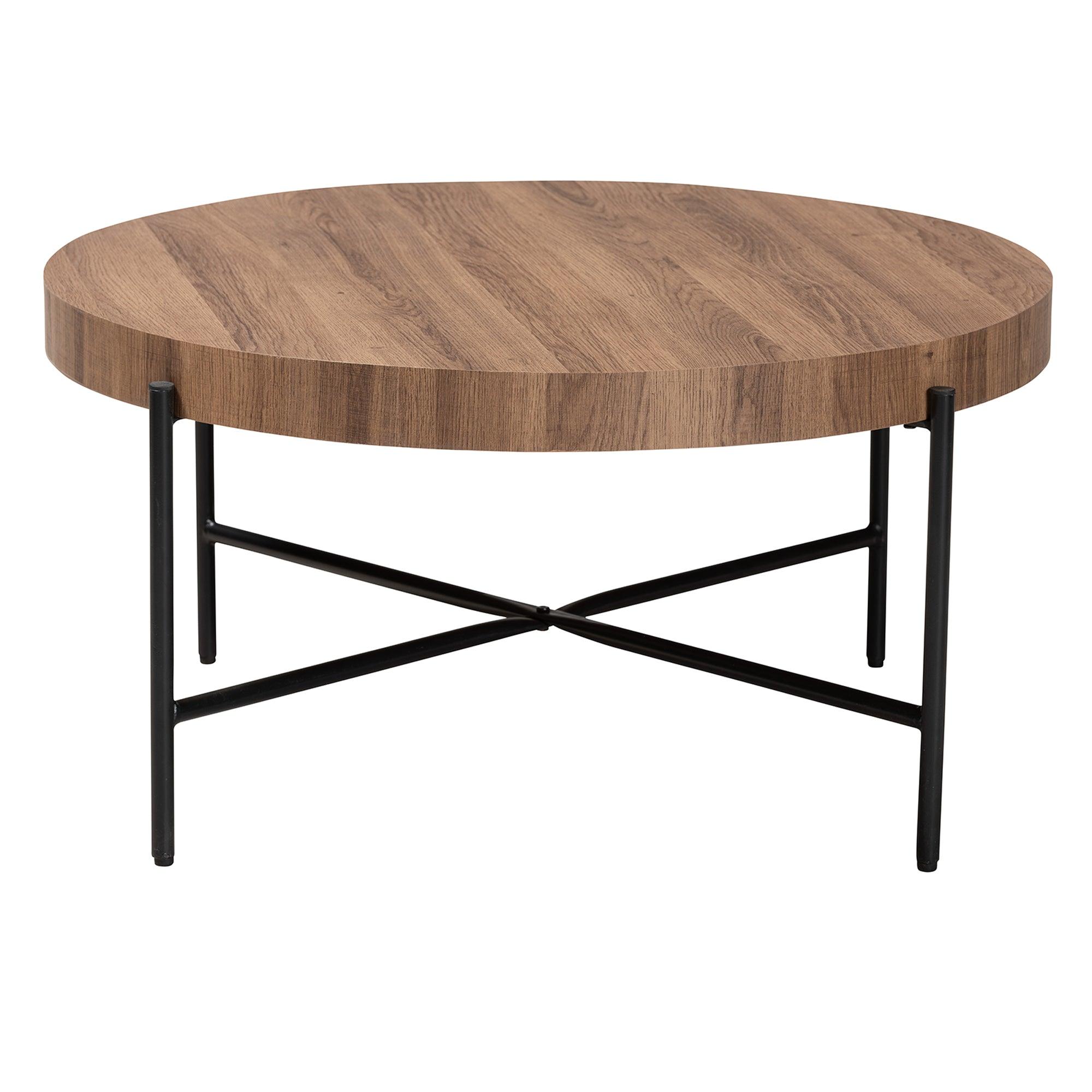 Umar Modern Industrial Finished Wood and Metal Coffee Table