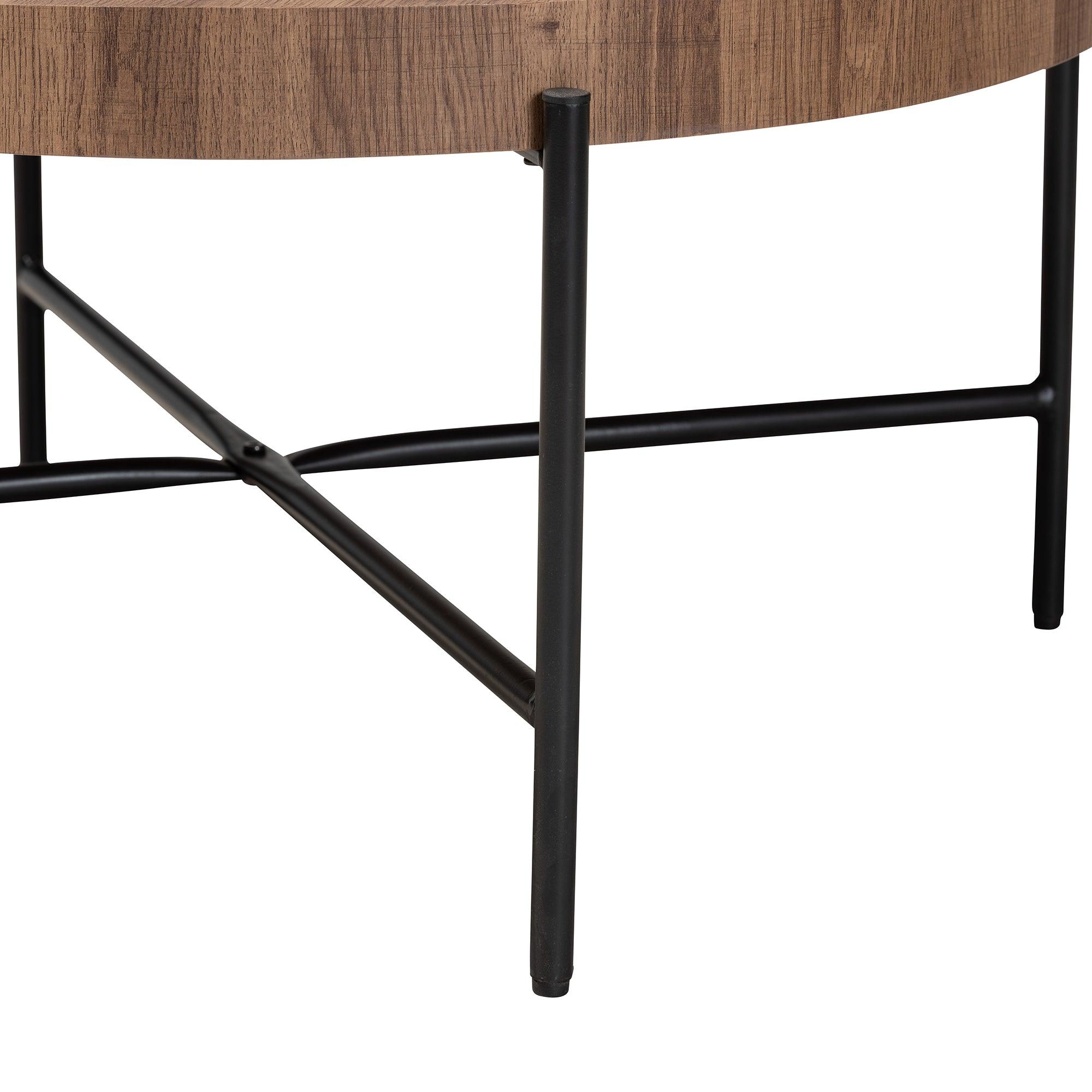 Umar Modern Industrial Finished Wood and Metal Coffee Table