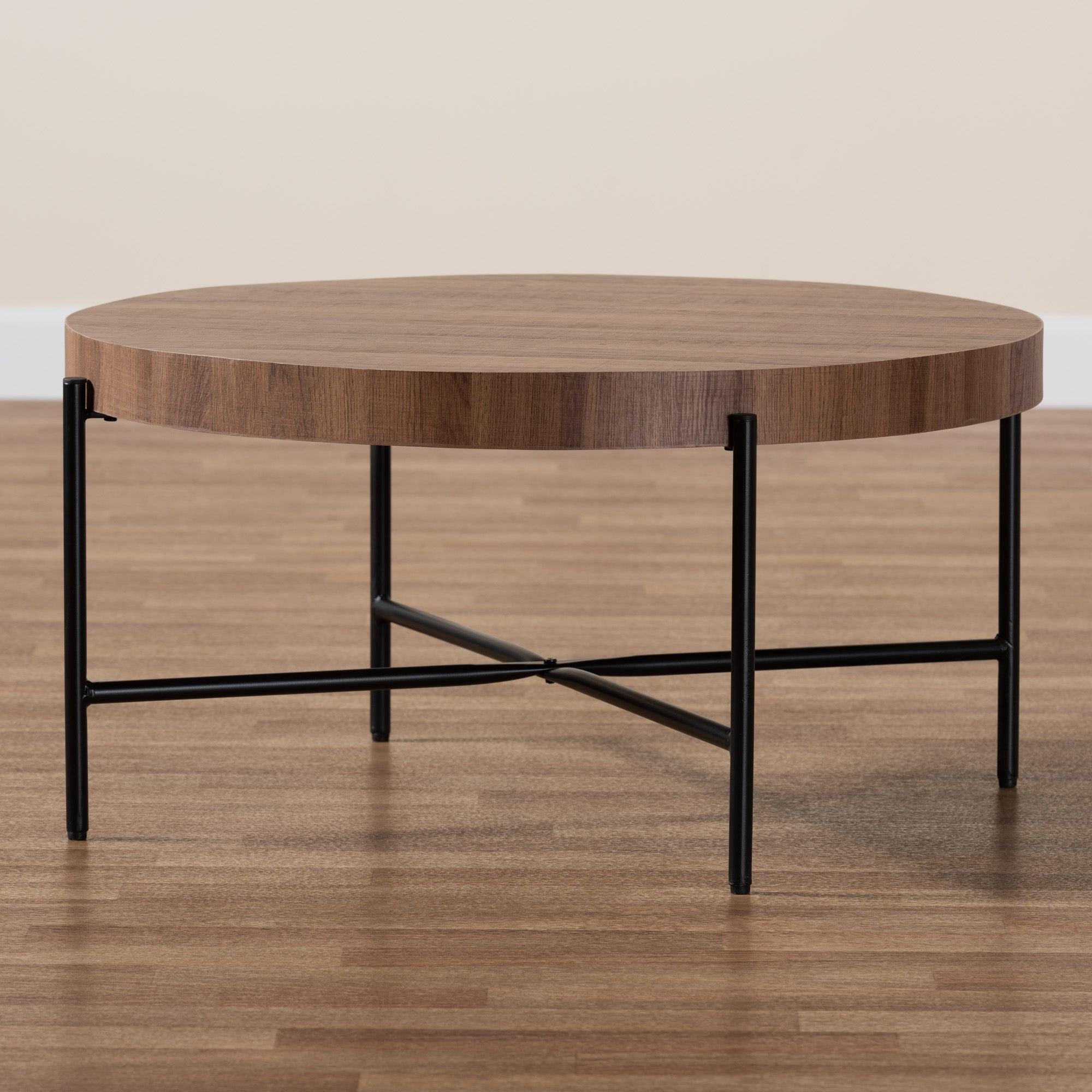 Umar Modern Industrial Finished Wood and Metal Coffee Table