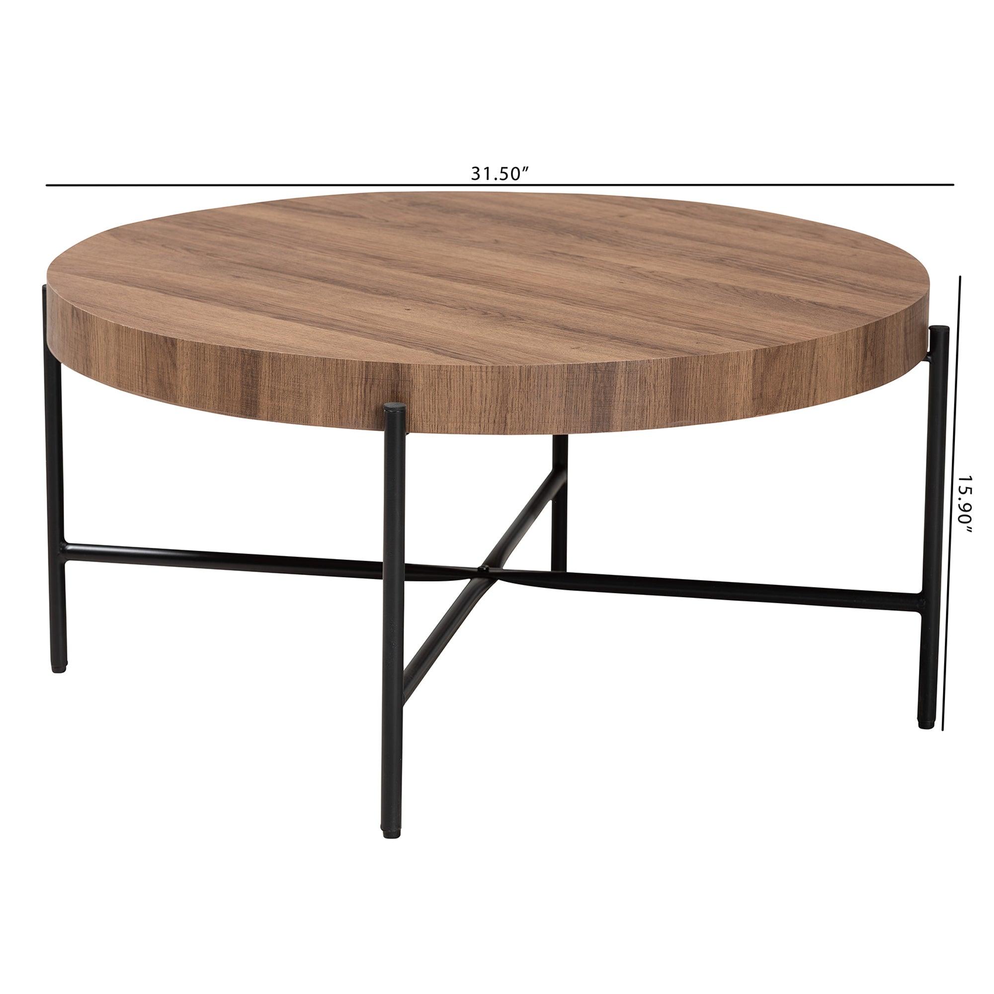 Umar Modern Industrial Finished Wood and Metal Coffee Table