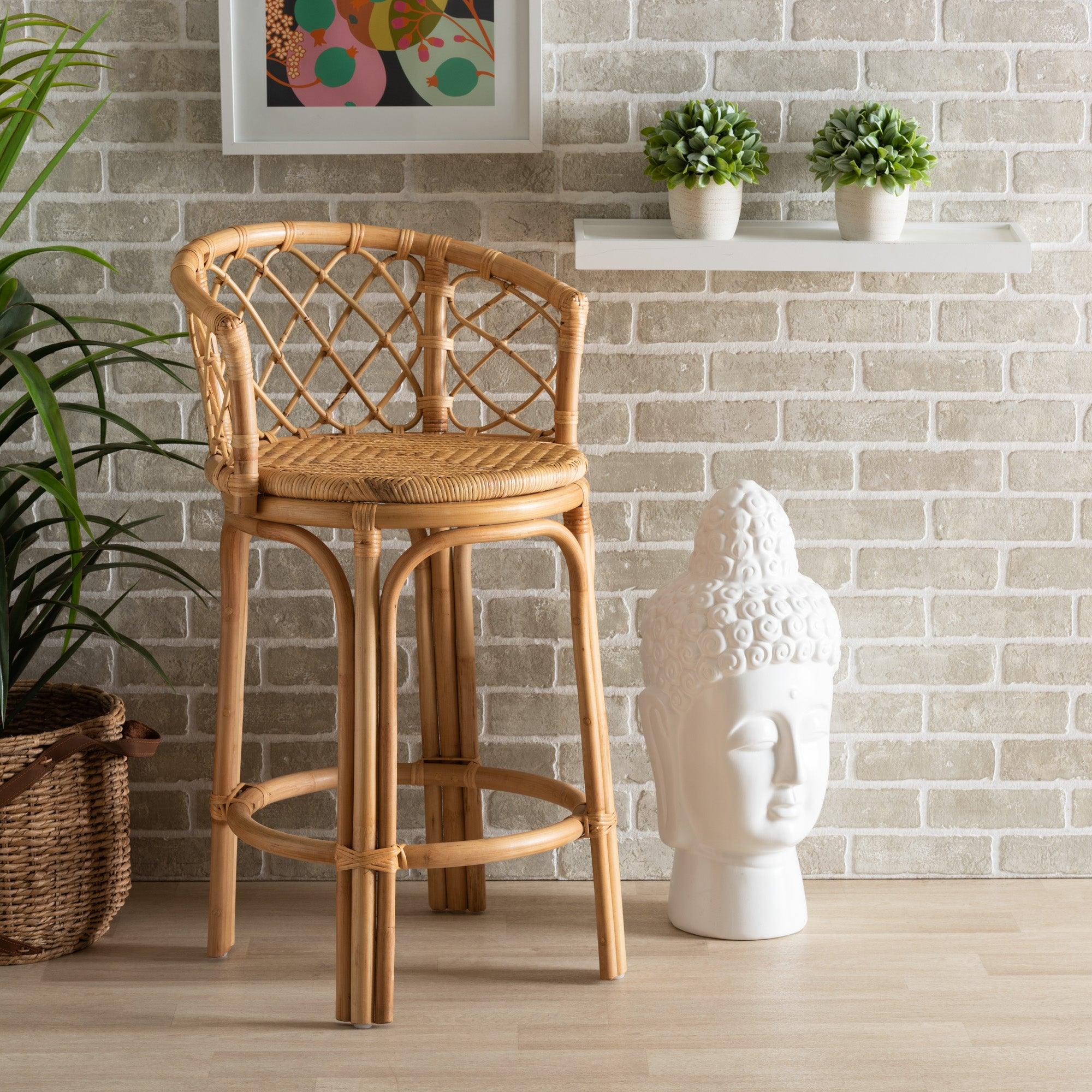 bali & pari Orchard Modern Bohemian Rattan Counter Stool