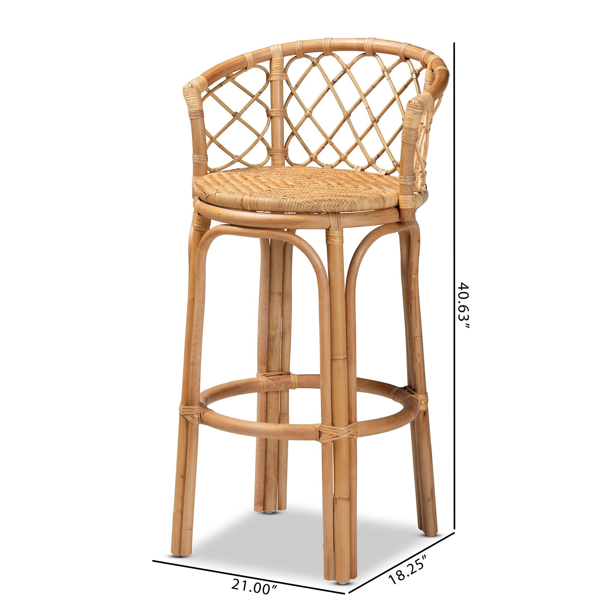 bali & pari Orchard Modern Bohemian Rattan Bar Stool