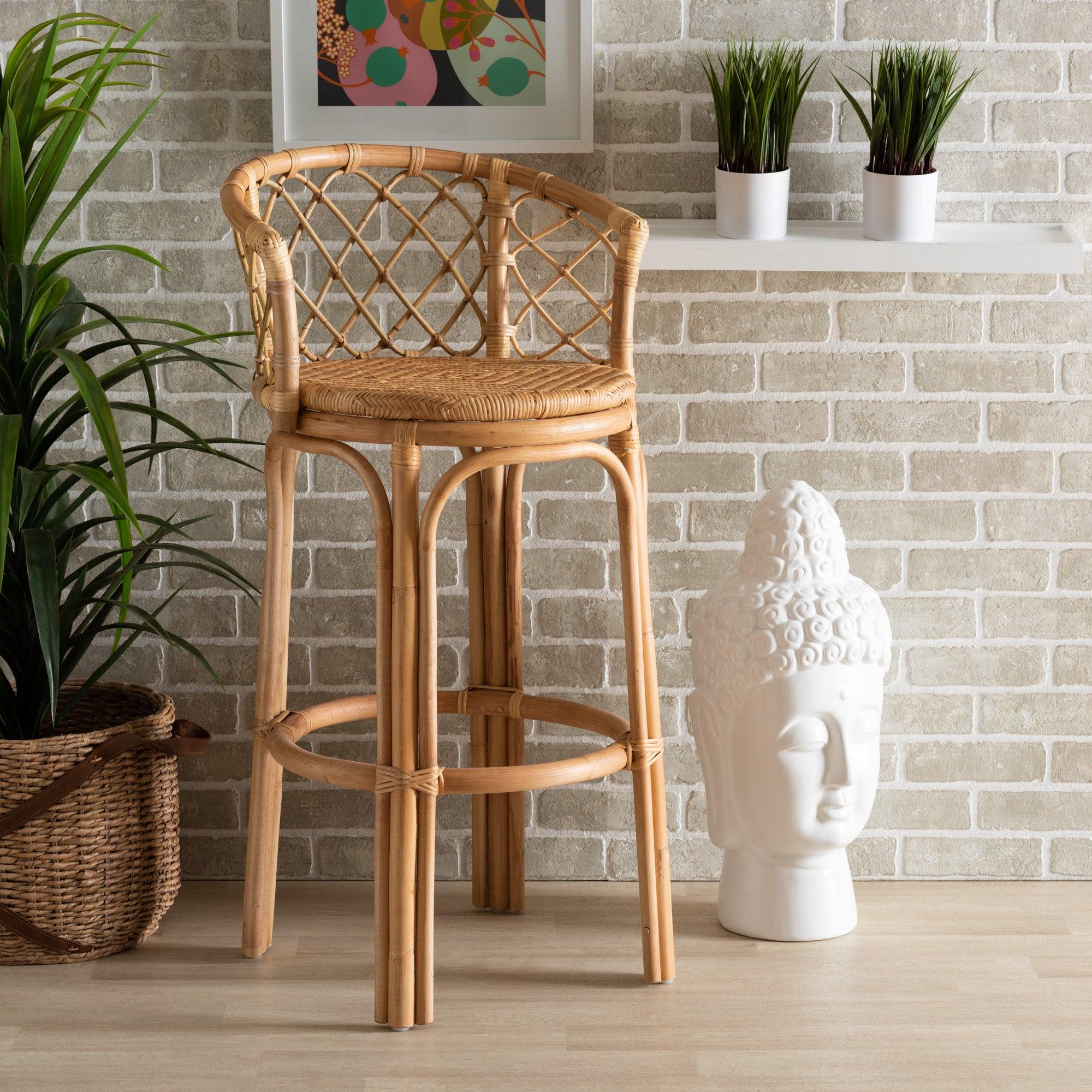 bali & pari Orchard Modern Bohemian Rattan Bar Stool