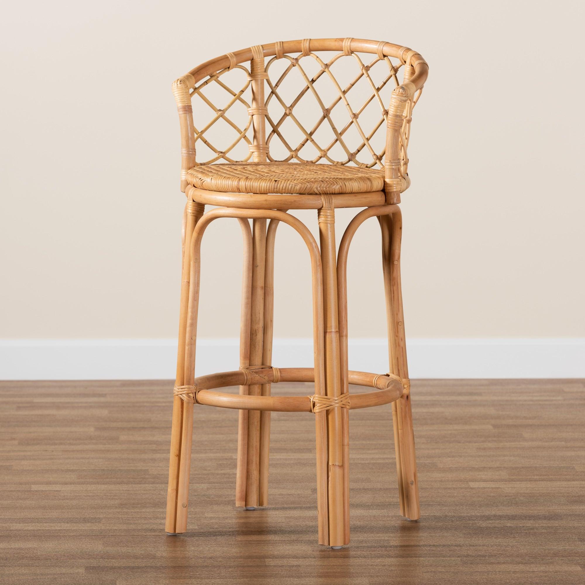 bali & pari Orchard Modern Bohemian Rattan Bar Stool