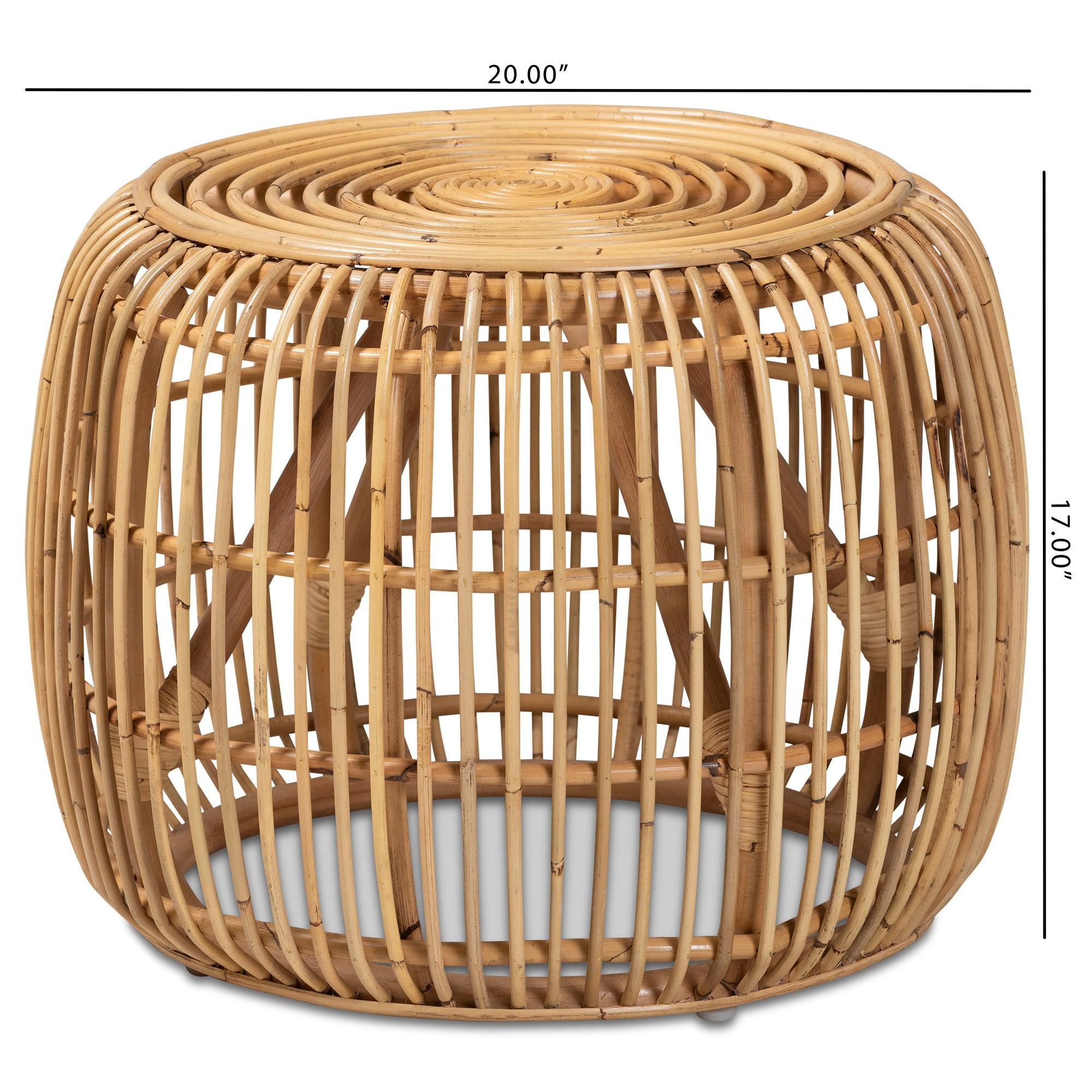 bali & pari Maverick Modern Bohemian Rattan End table