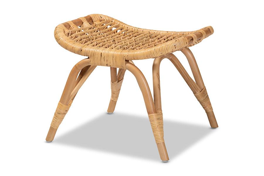 bali & pari Bernardo Modern Bohemian Rattan Ottoman