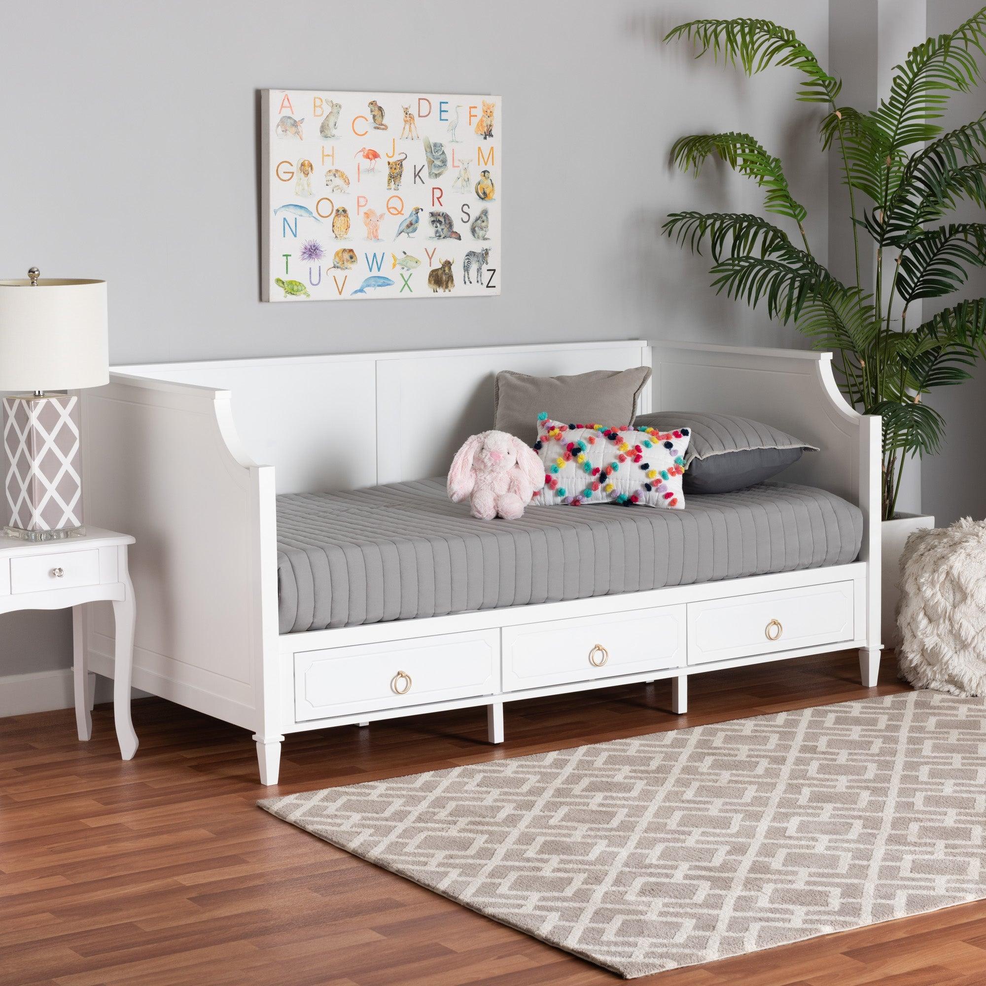 Lowri Classic and Traditional Finished Wood 3-Drawer Daybed