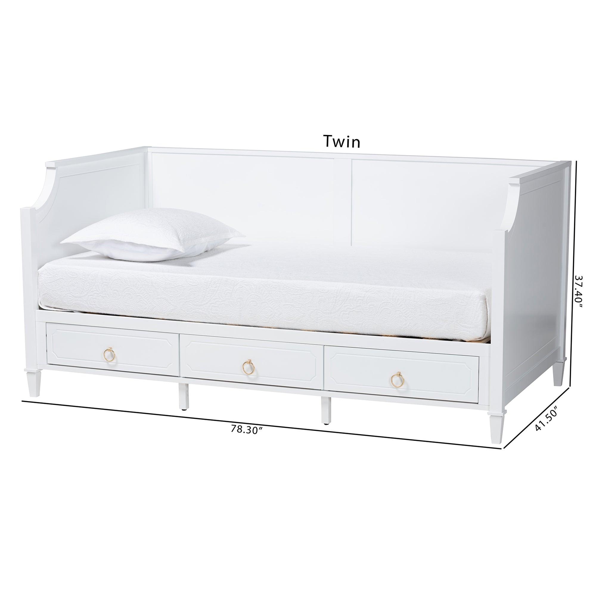 Lowri Classic and Traditional Finished Wood 3-Drawer Daybed