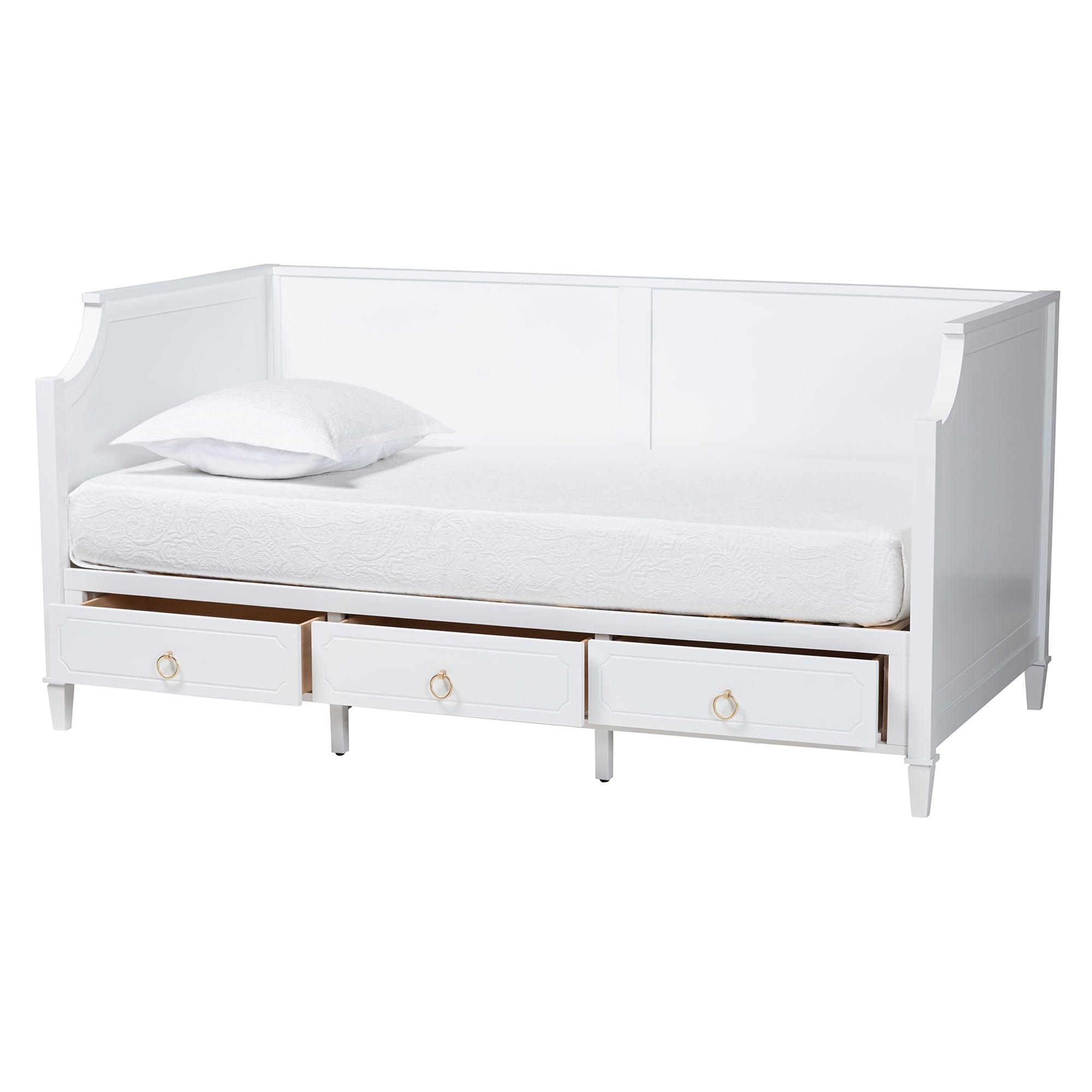 Lowri Classic and Traditional Finished Wood 3-Drawer Daybed