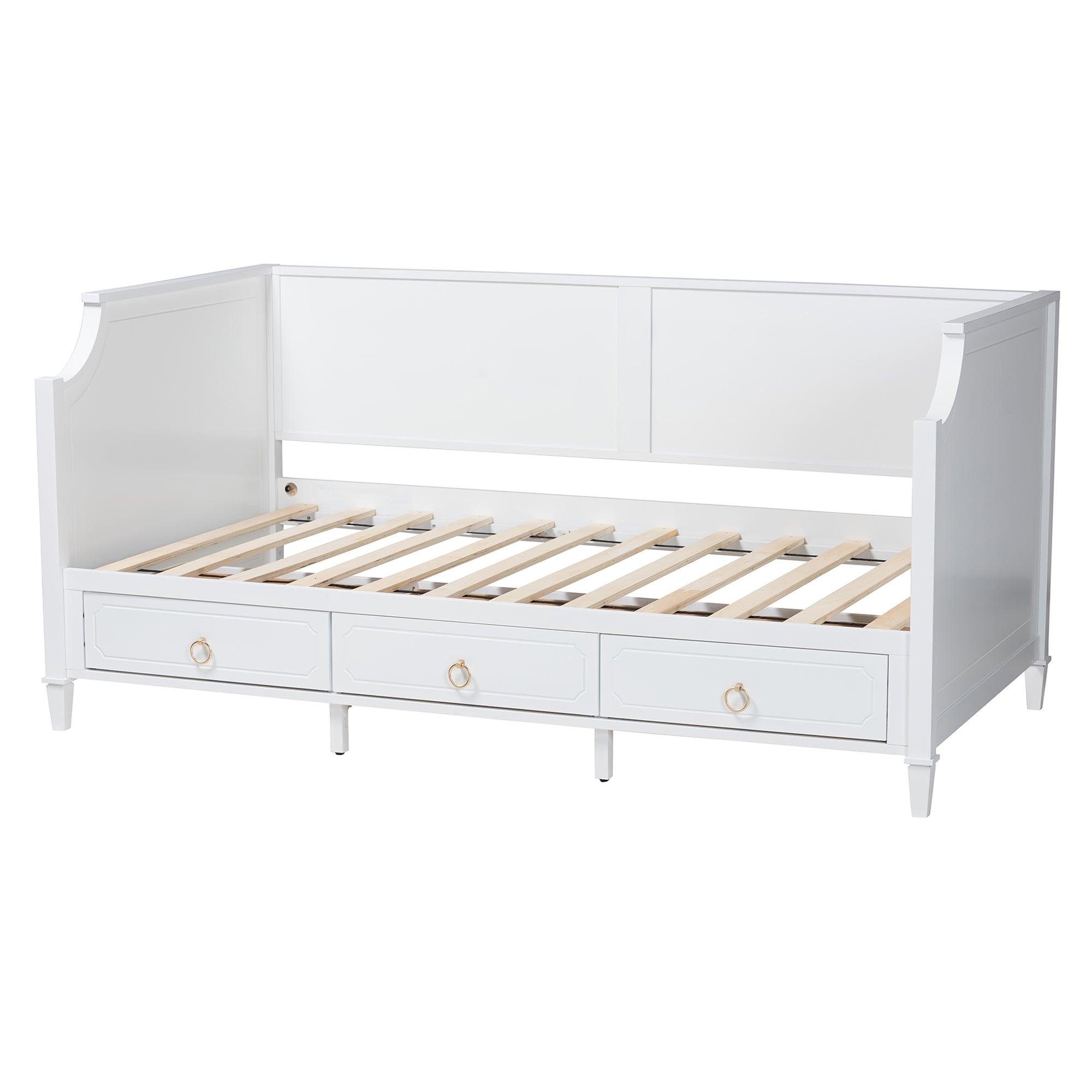 Lowri Classic and Traditional Finished Wood 3-Drawer Daybed