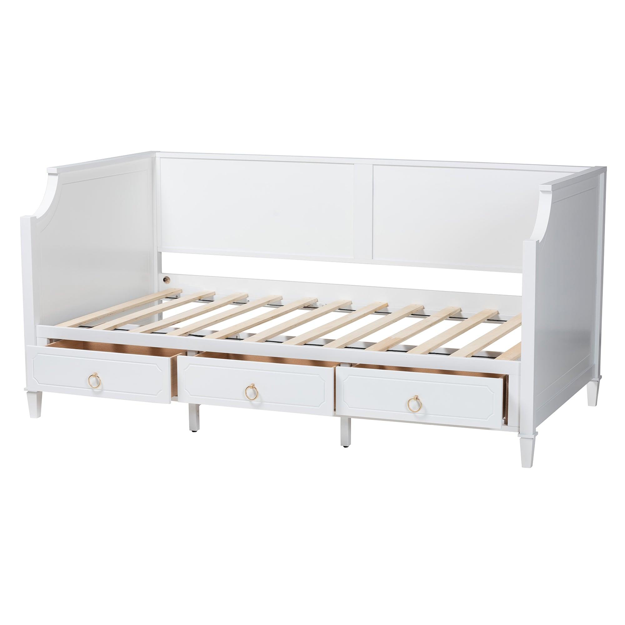 Lowri Classic and Traditional Finished Wood 3-Drawer Daybed