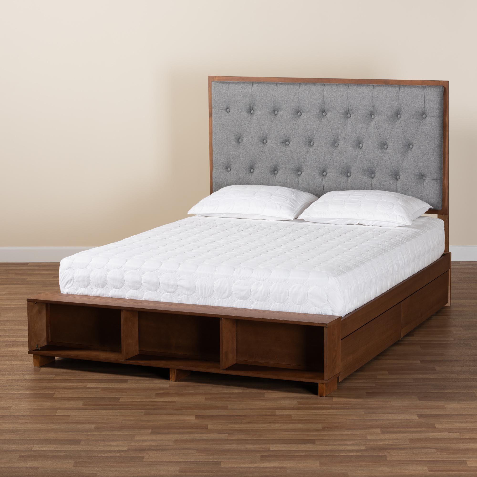 Jalie Classic Transitional Fabric and Finished Wood Platform Storage Bed