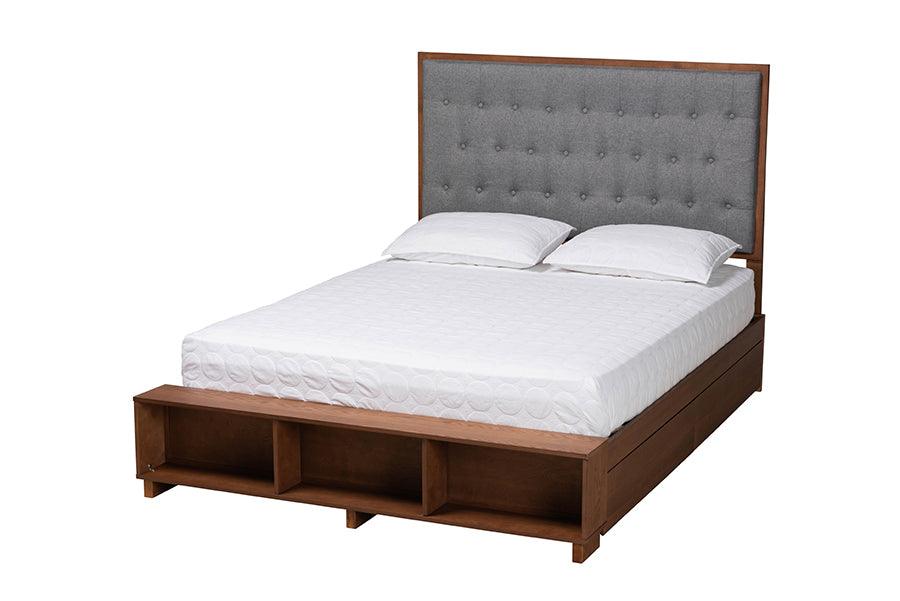 Jalie Classic Transitional Fabric and Finished Wood Platform Storage Bed