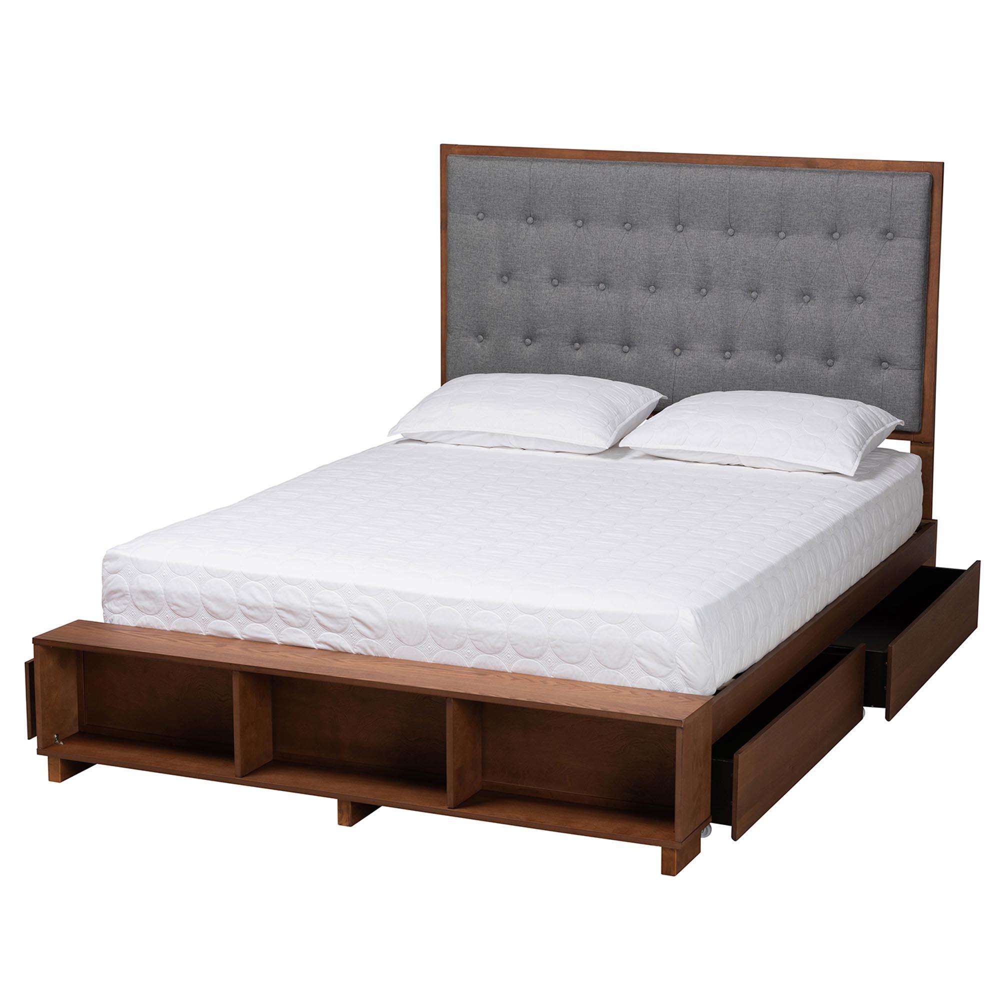 Jalie Classic Transitional Fabric and Finished Wood Platform Storage Bed