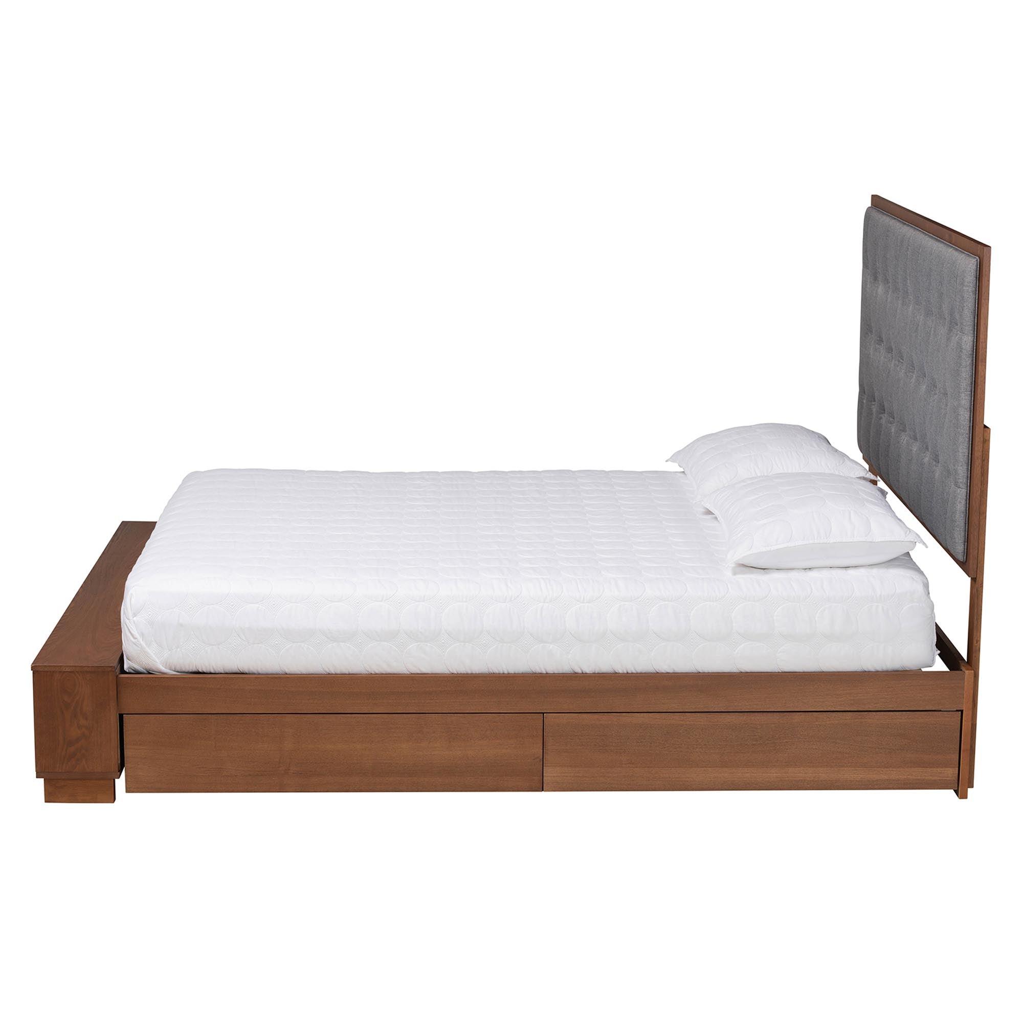 Jalie Classic Transitional Fabric and Finished Wood Platform Storage Bed