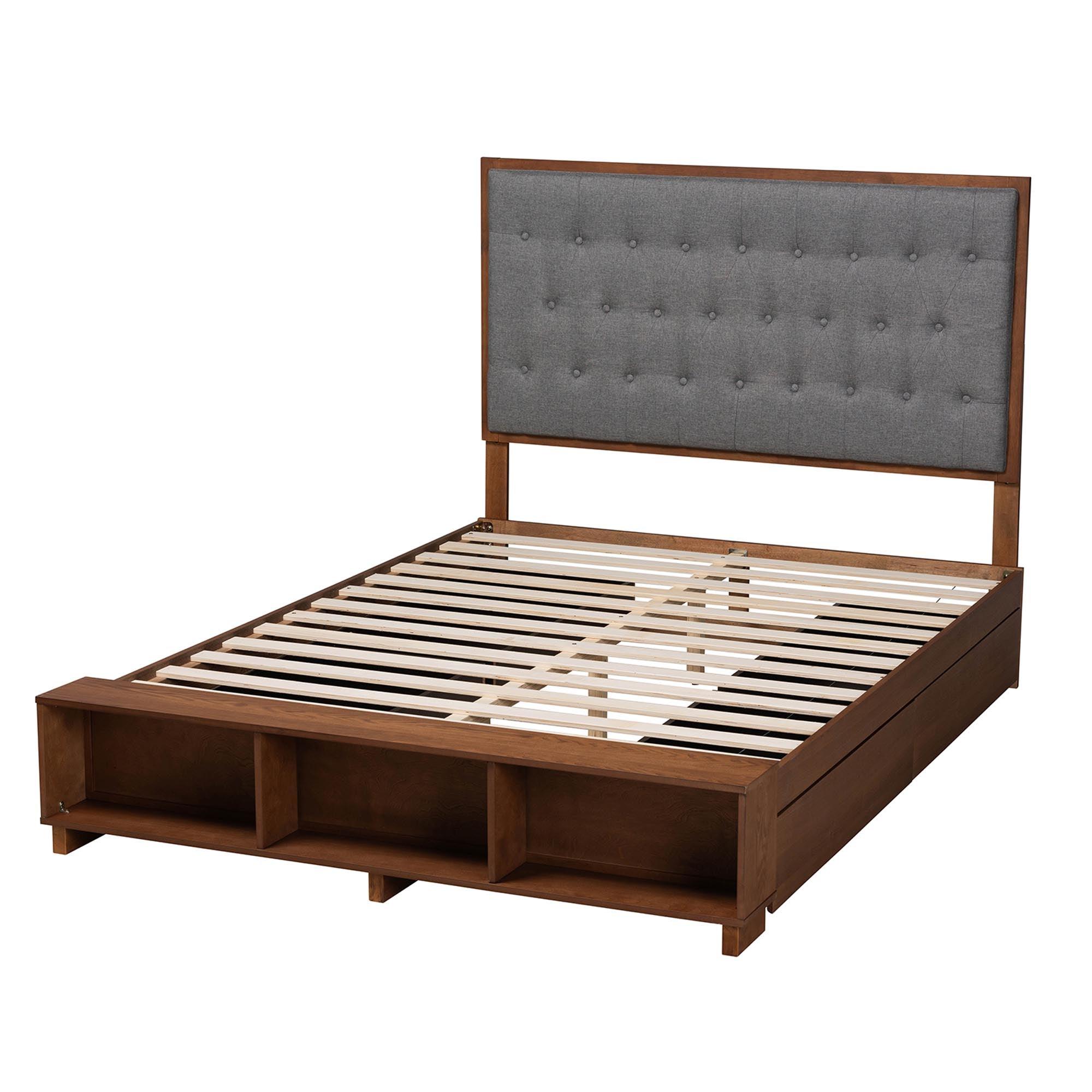 Jalie Classic Transitional Fabric and Finished Wood Platform Storage Bed