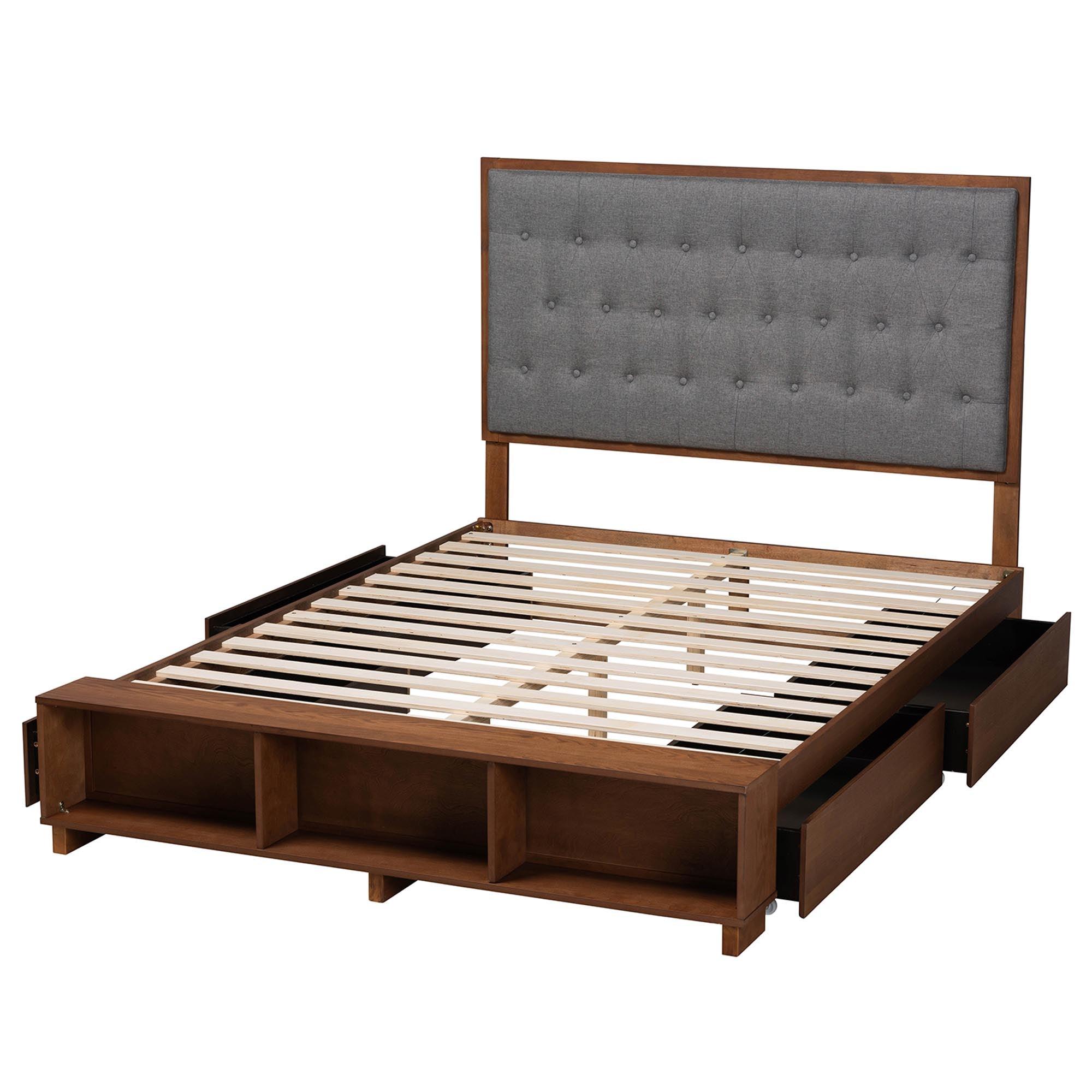 Jalie Classic Transitional Fabric and Finished Wood Platform Storage Bed