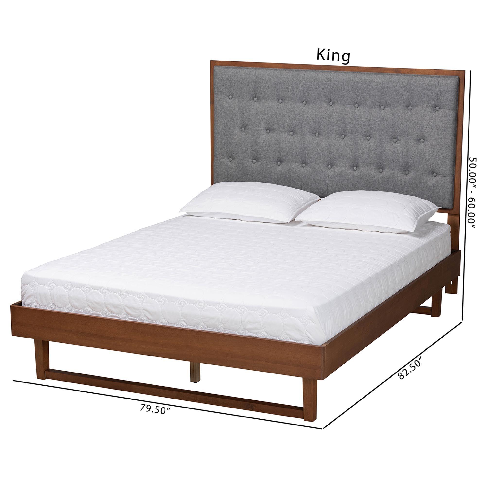 Bryn Classic and Traditional Fabric and Finished Wood Platform Bed