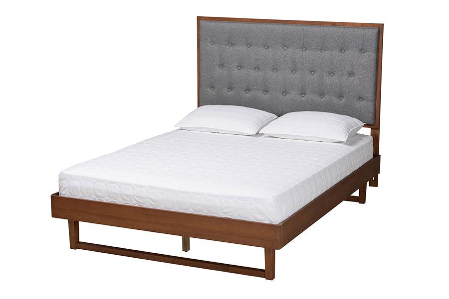 Bryn Classic and Traditional Fabric and Finished Wood Platform Bed