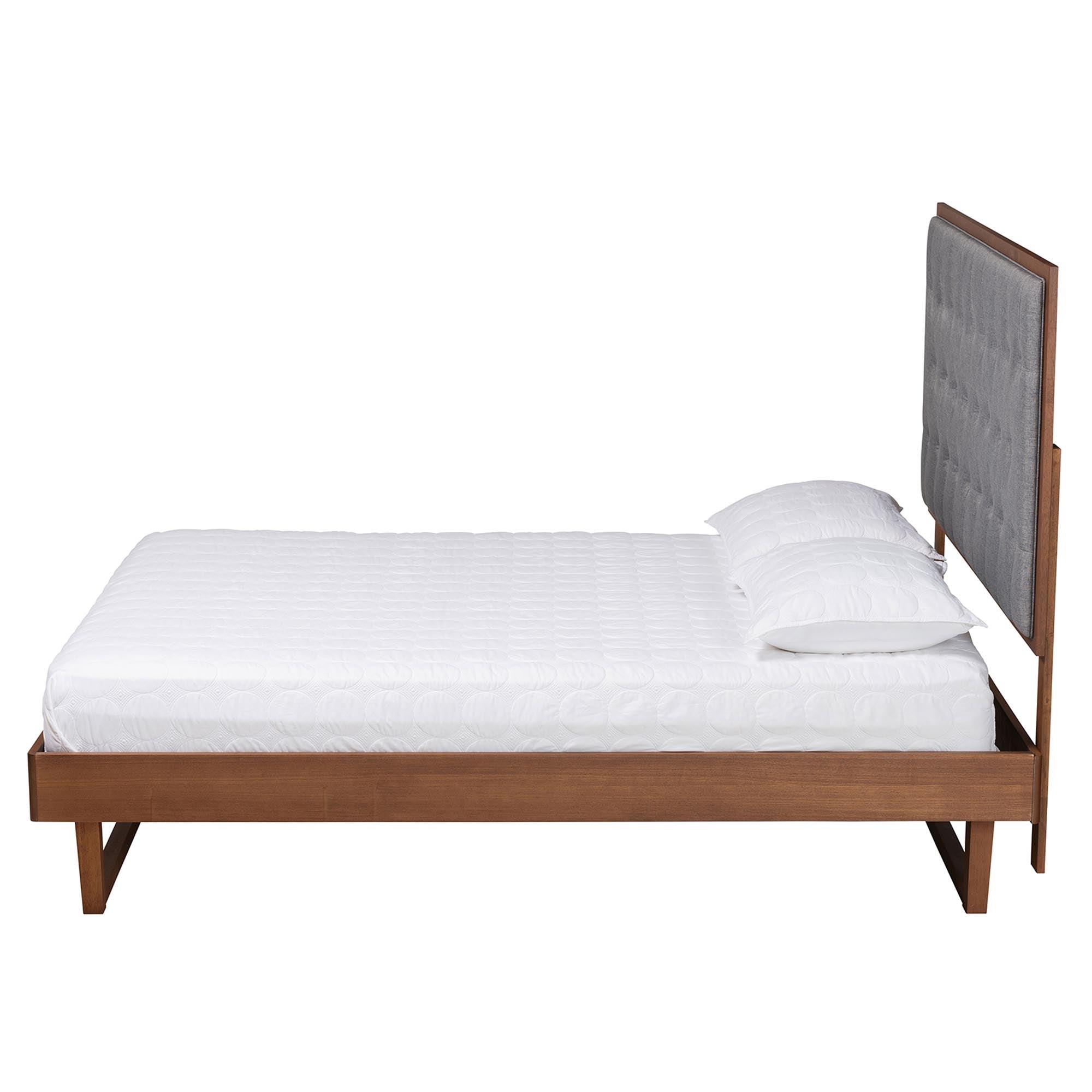 Bryn Classic and Traditional Fabric and Finished Wood Platform Bed