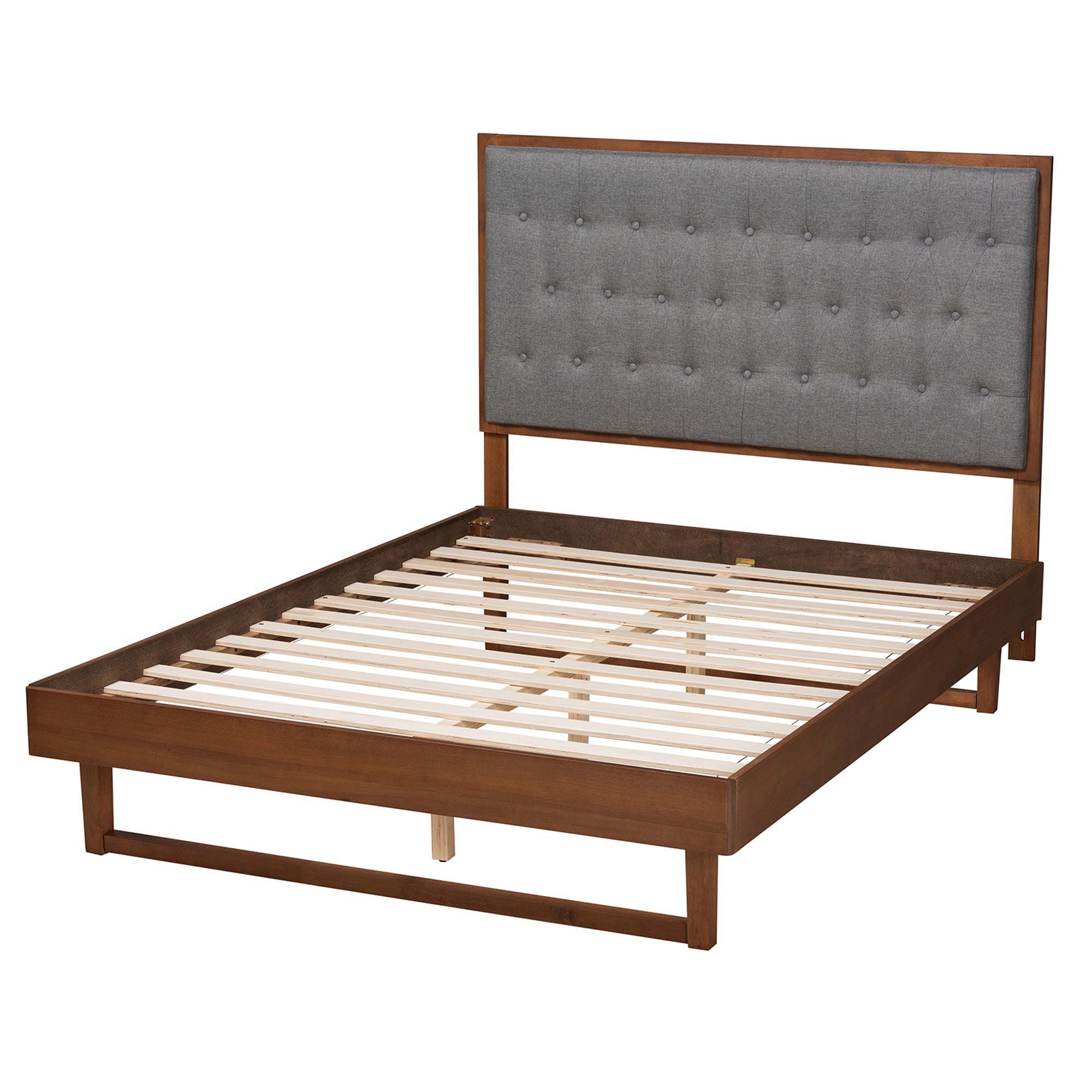 Bryn Classic and Traditional Fabric and Finished Wood Platform Bed