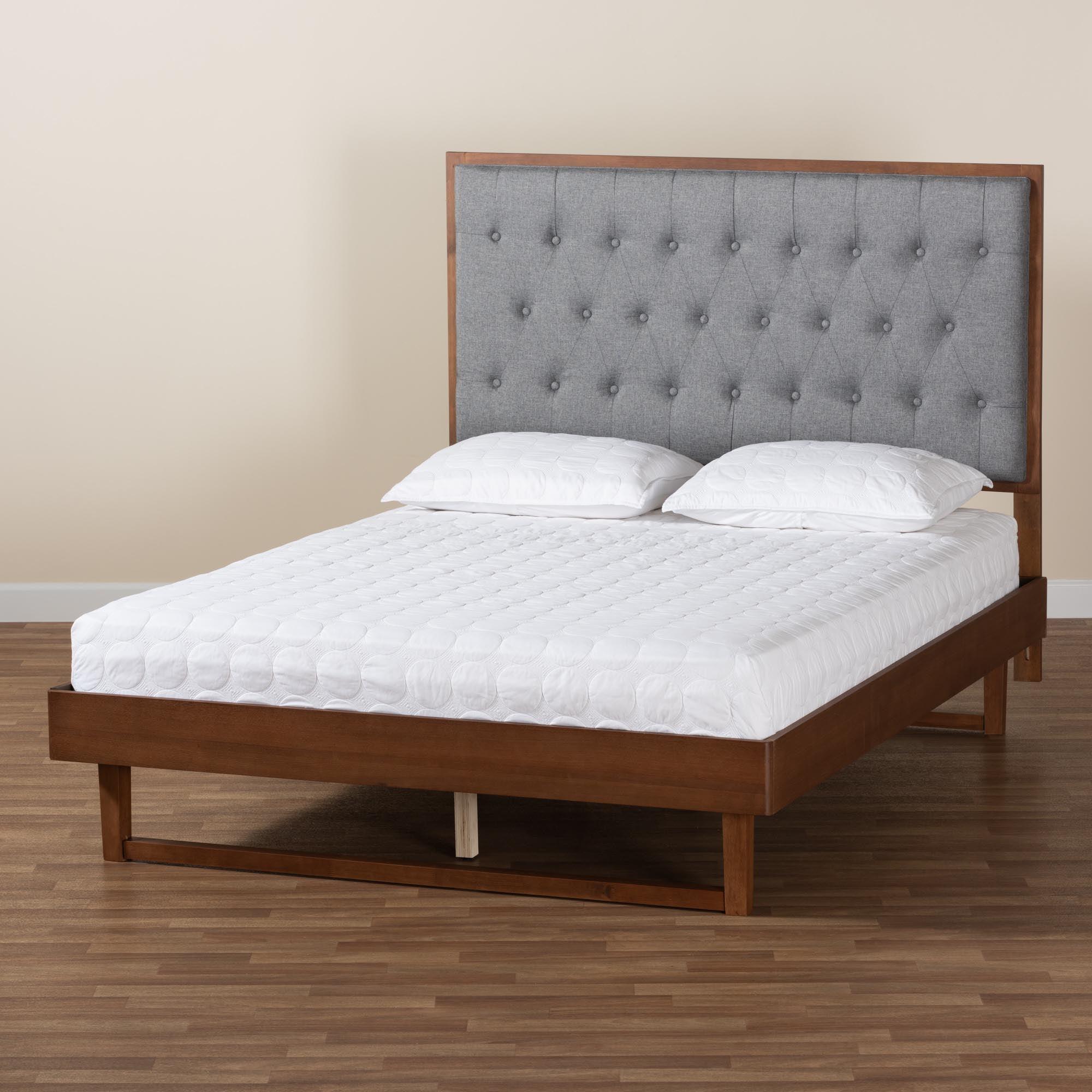 Bryn Classic and Traditional Fabric and Finished Wood Platform Bed