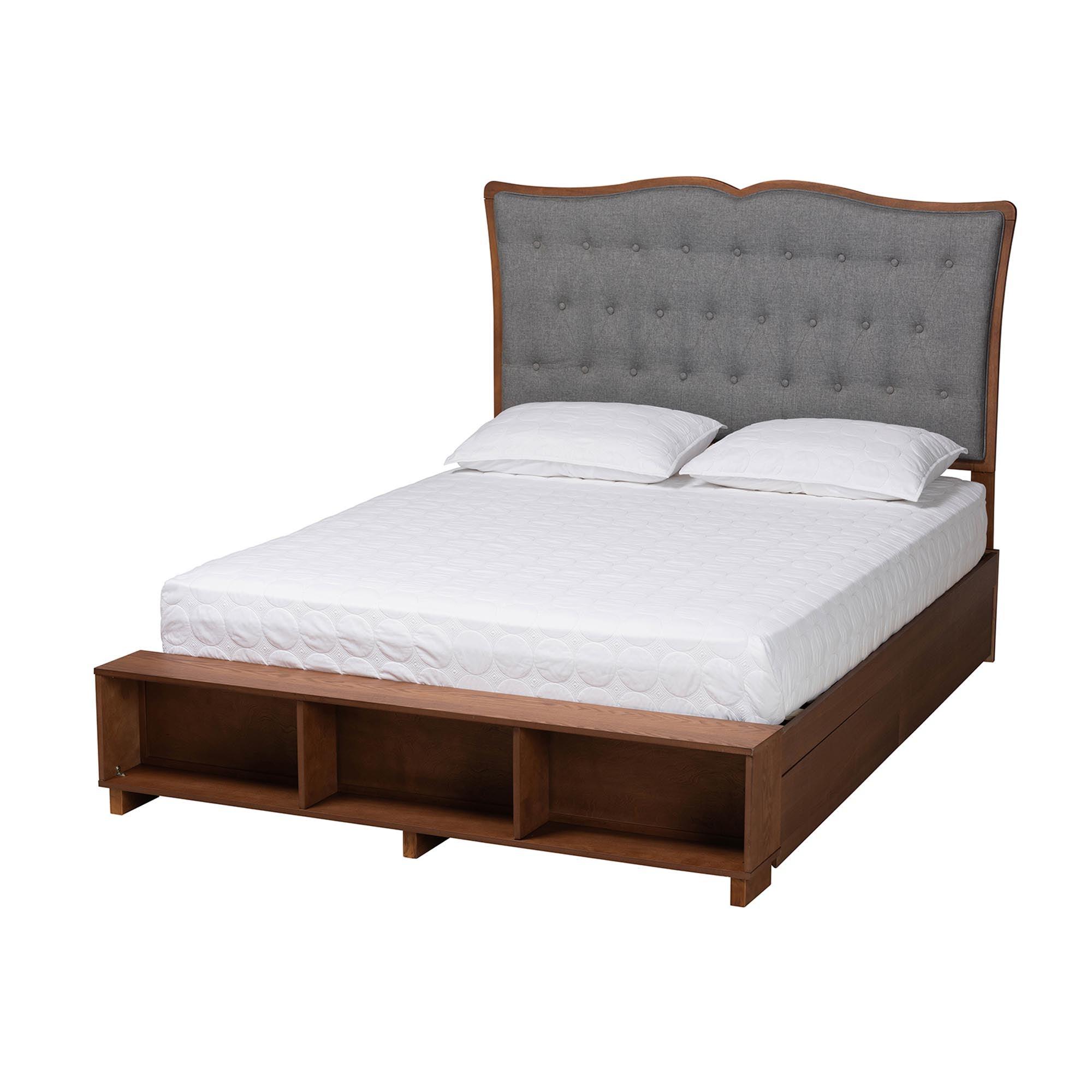 Irena Classic Transitional Fabric and Finished Wood Platform Storage Bed