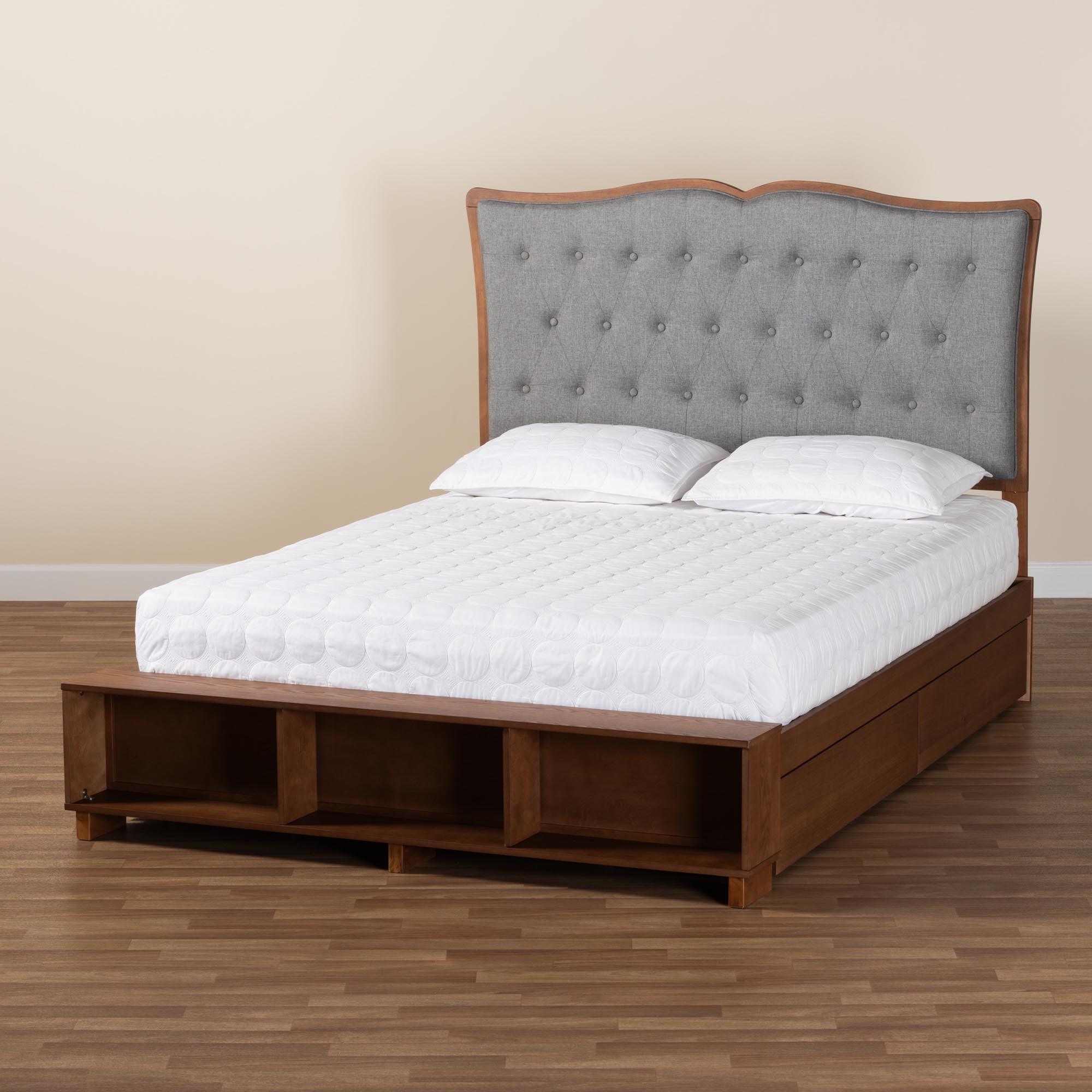 Irena Classic Transitional Fabric and Finished Wood Platform Storage Bed