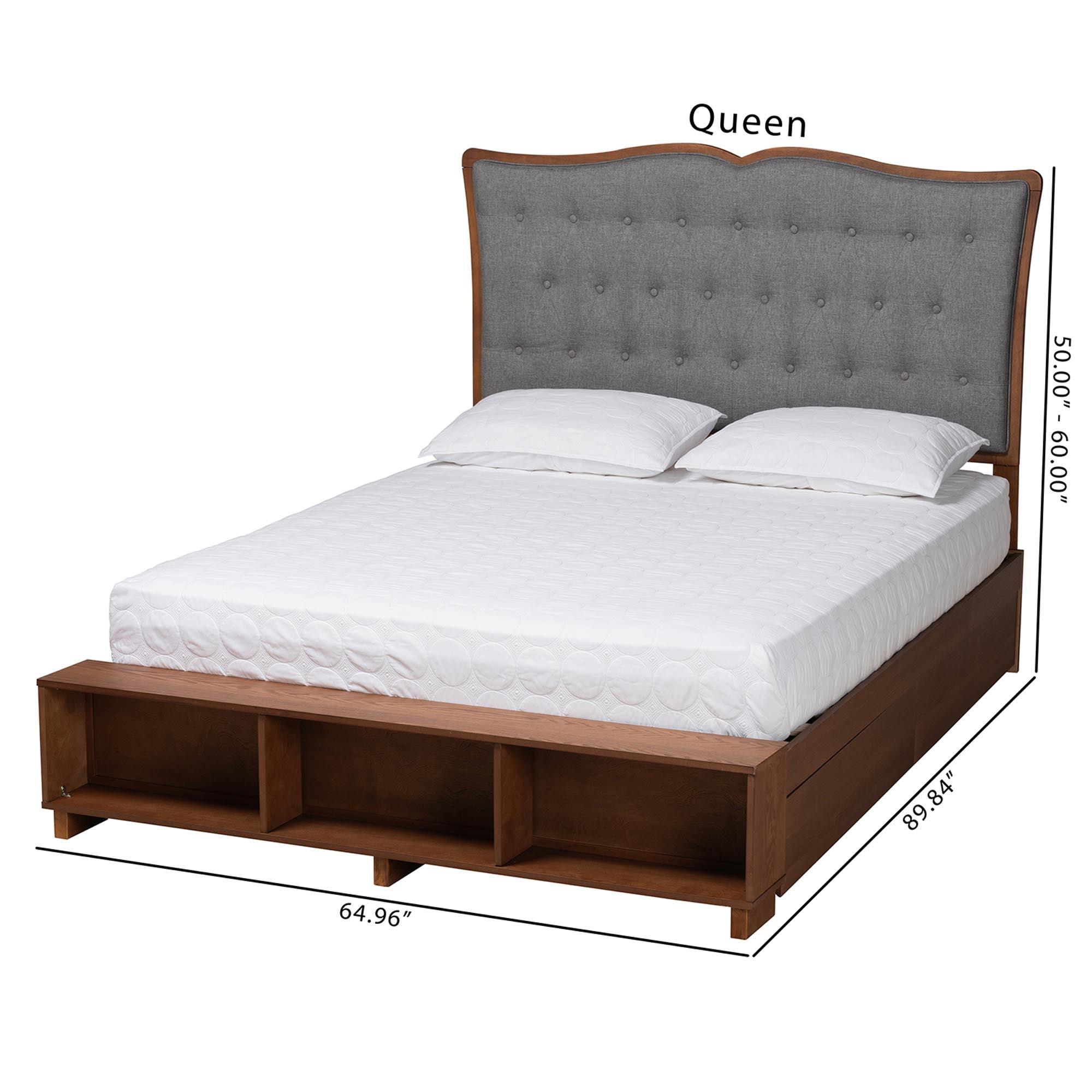 Irena Classic Transitional Fabric and Finished Wood Platform Storage Bed