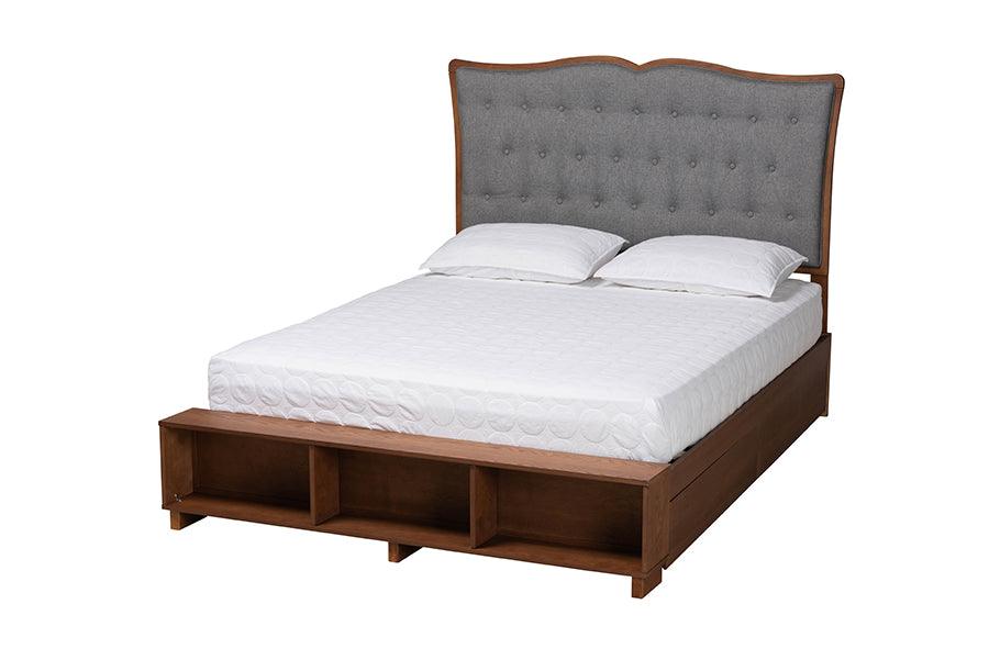 Irena Classic Transitional Fabric and Finished Wood Platform Storage Bed