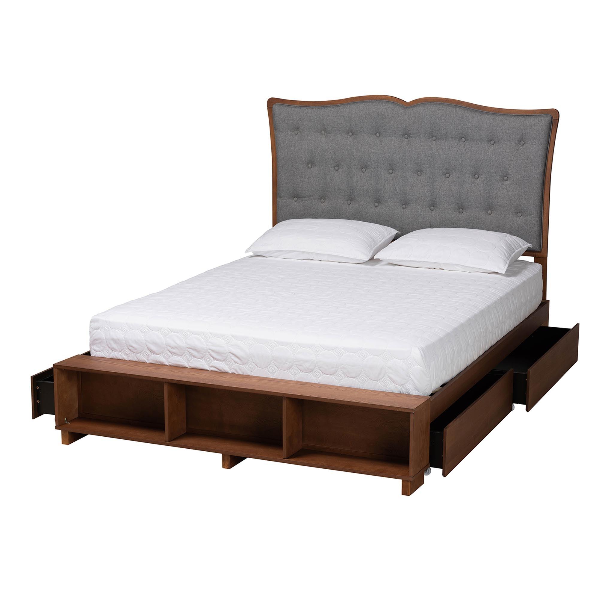 Irena Classic Transitional Fabric and Finished Wood Platform Storage Bed