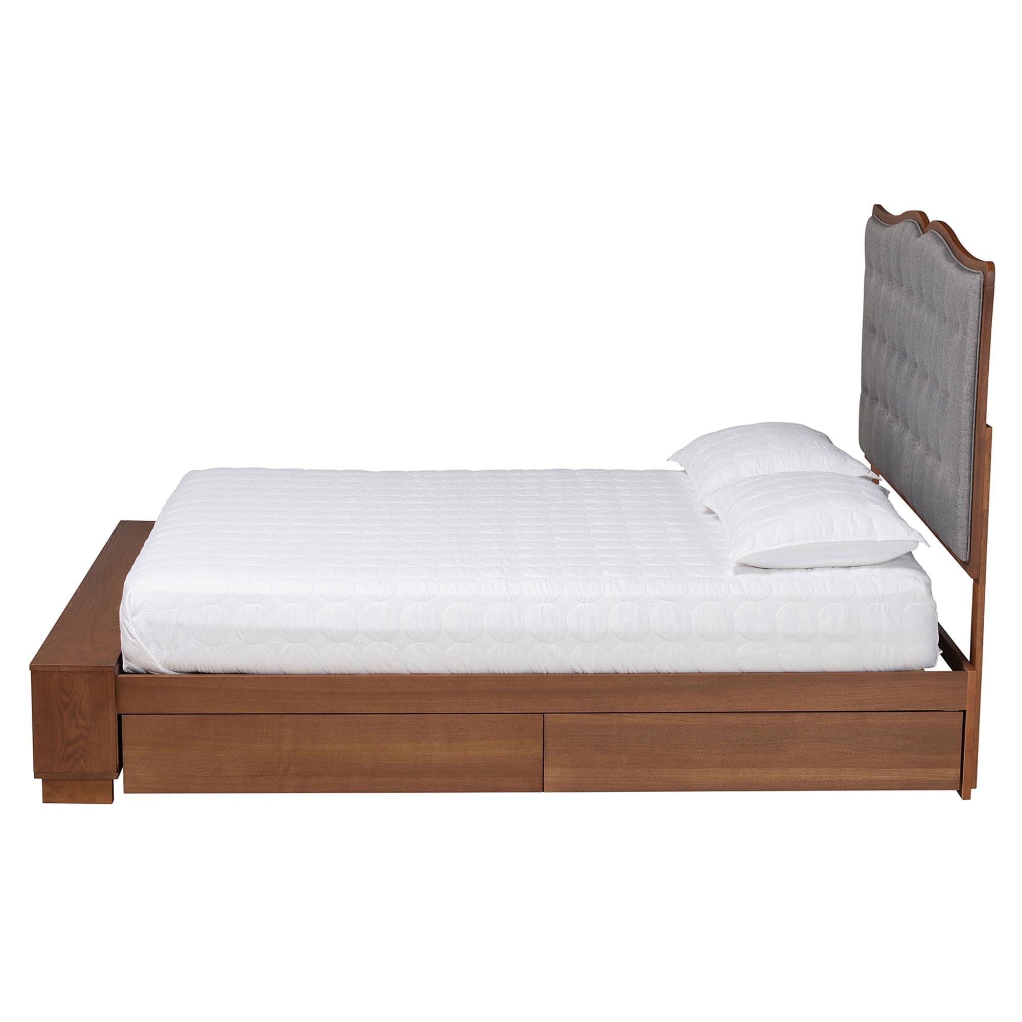 Irena Classic Transitional Fabric and Finished Wood Platform Storage Bed