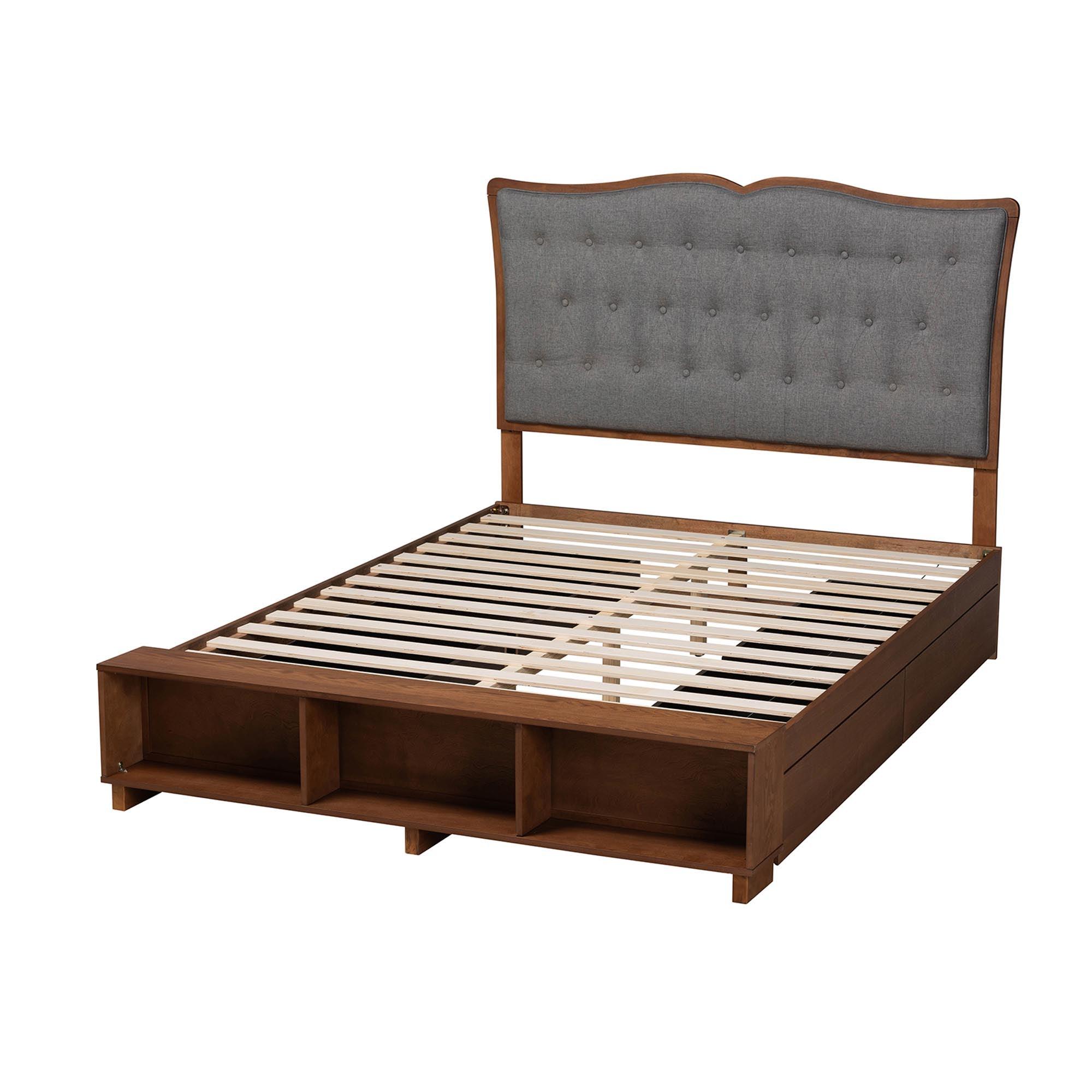 Irena Classic Transitional Fabric and Finished Wood Platform Storage Bed