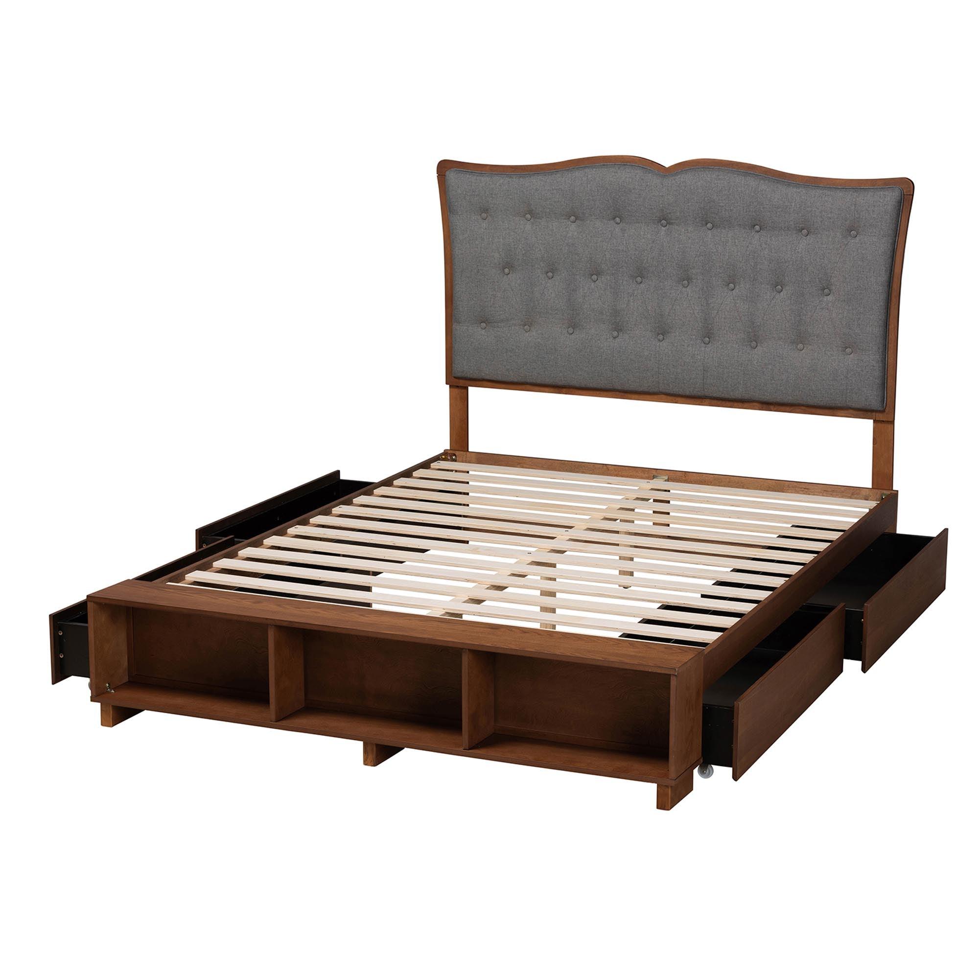 Irena Classic Transitional Fabric and Finished Wood Platform Storage Bed