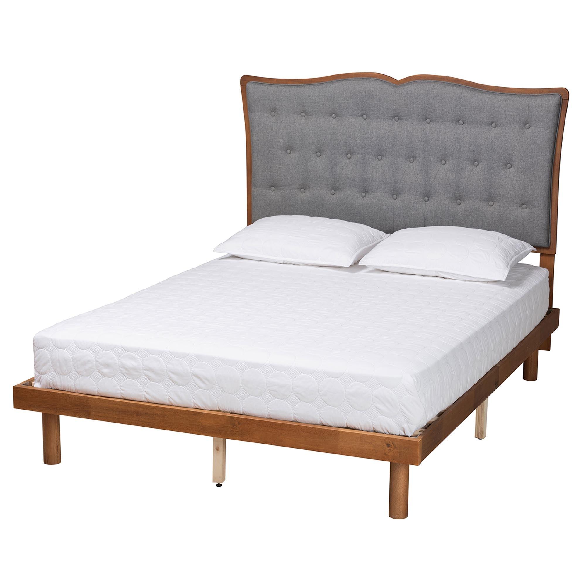 Elitia Classic and Traditional Fabric and Finished Wood Platform Bed