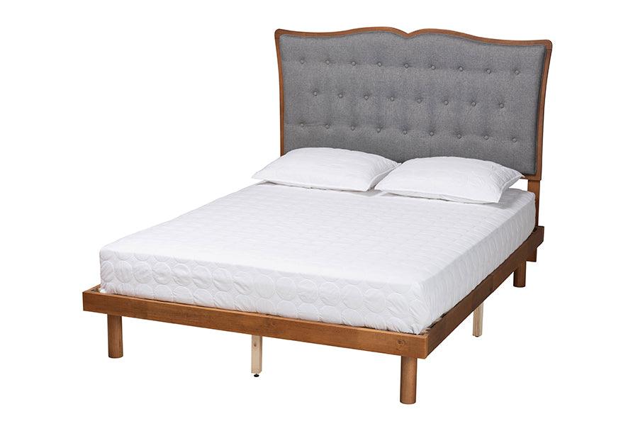 Elitia Classic and Traditional Fabric and Finished Wood Platform Bed