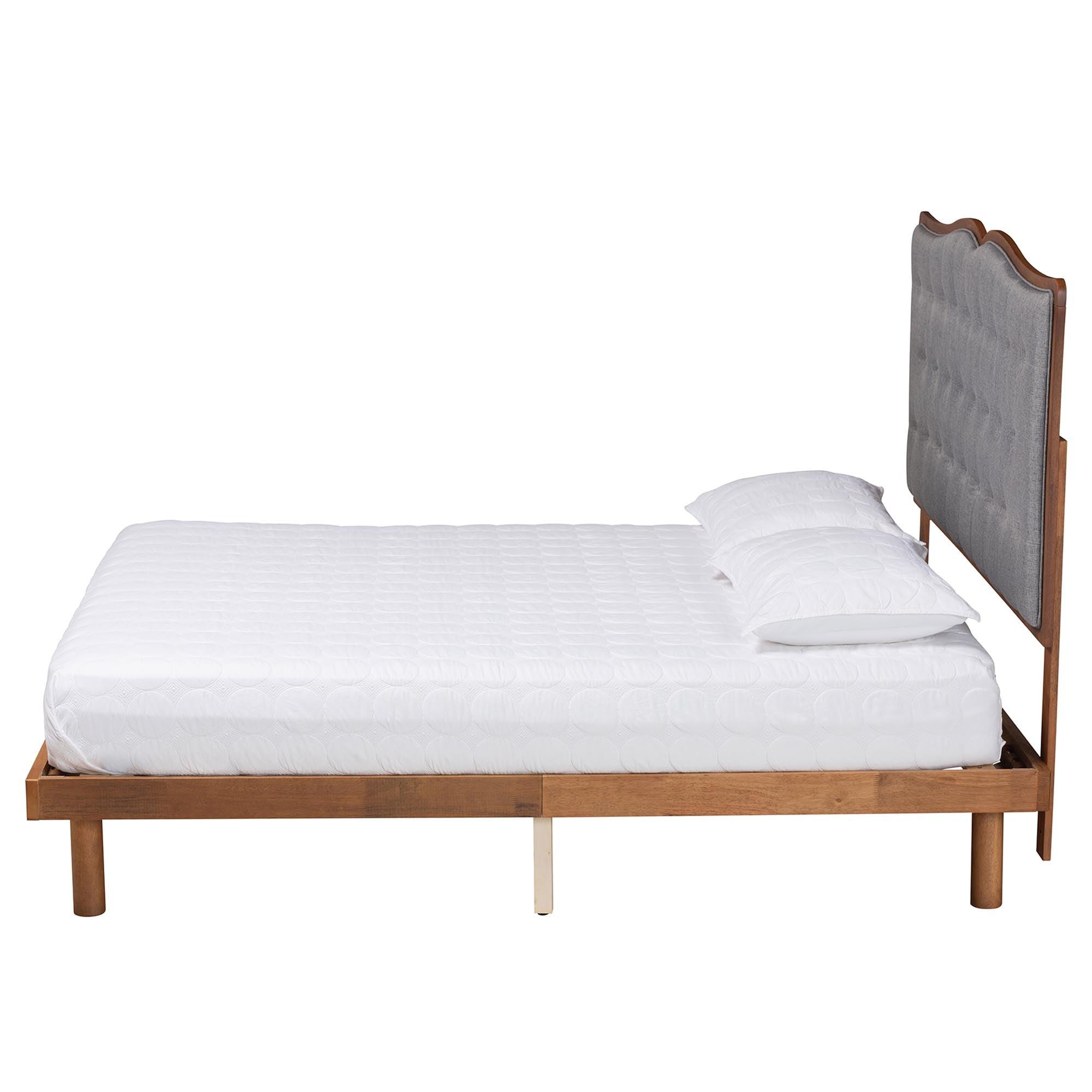 Elitia Classic and Traditional Fabric and Finished Wood Platform Bed