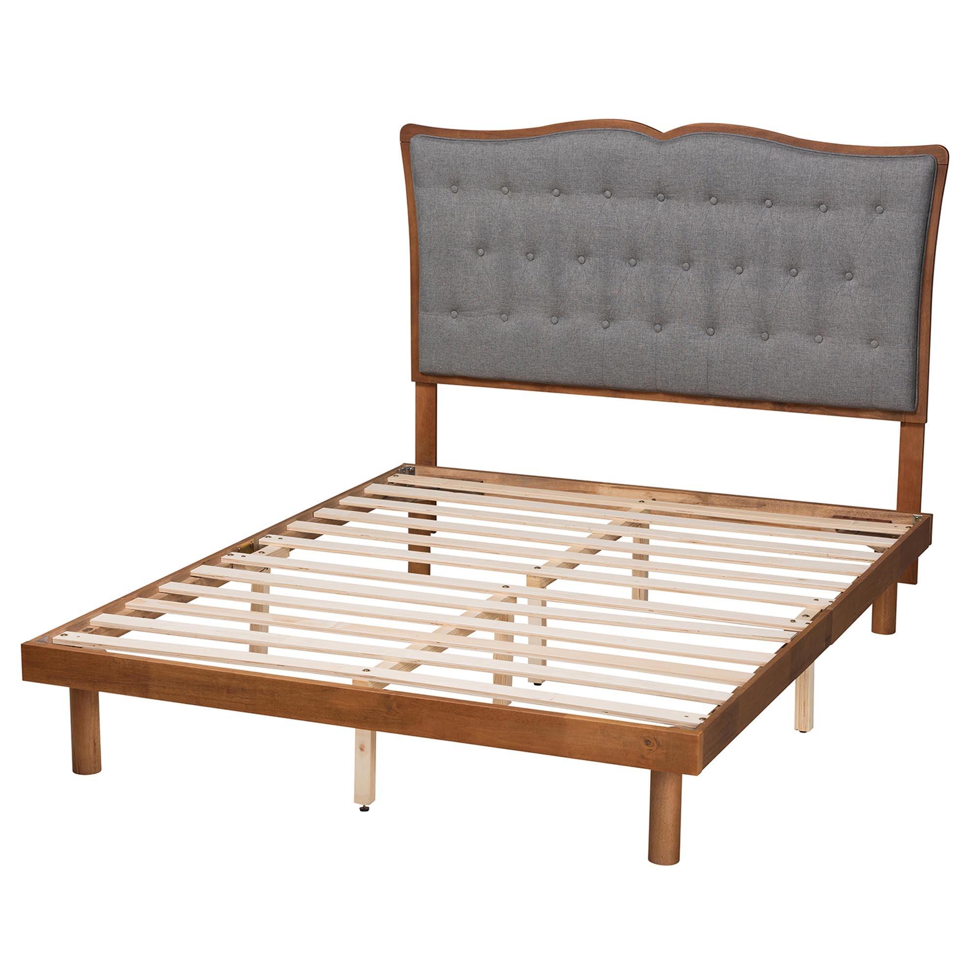 Elitia Classic and Traditional Fabric and Finished Wood Platform Bed