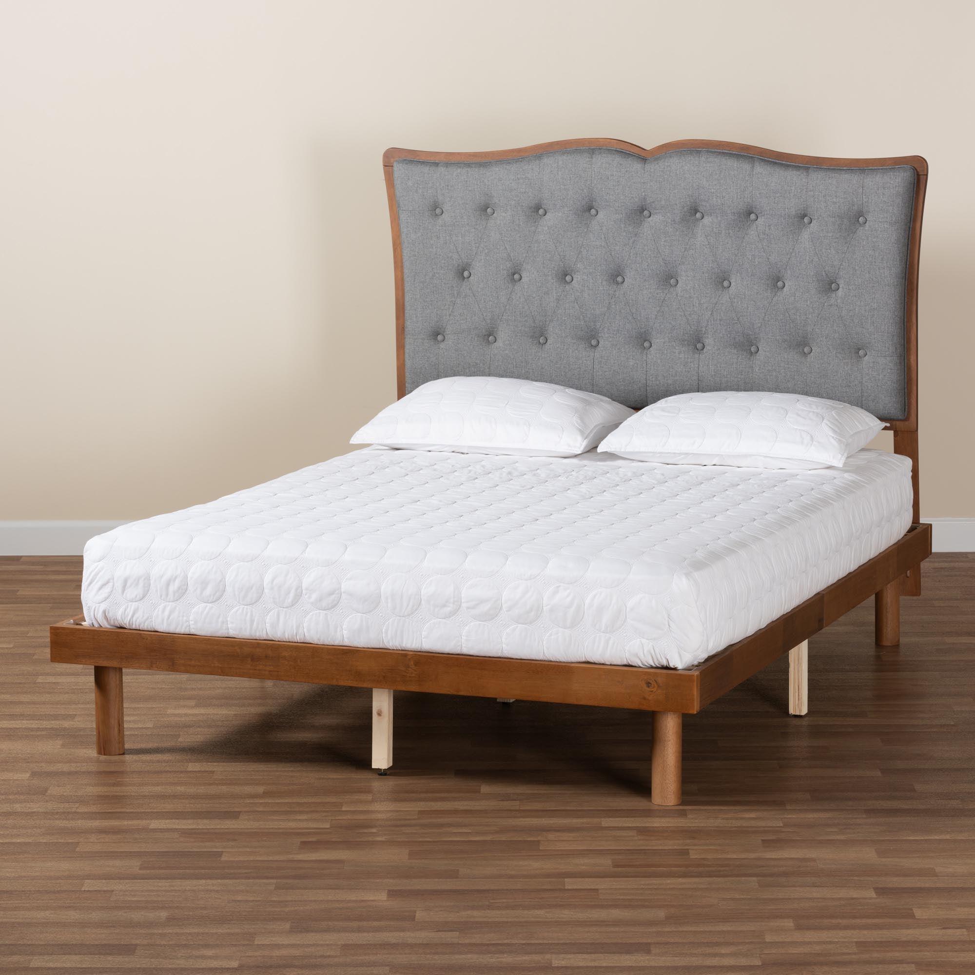 Elitia Classic and Traditional Fabric and Finished Wood Platform Bed