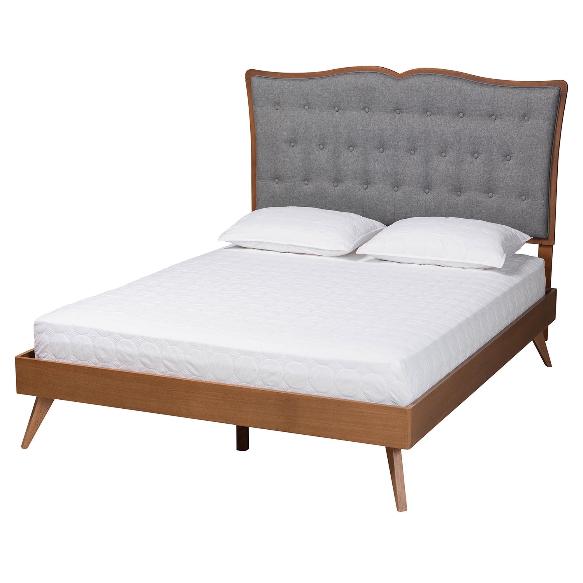 Hawthorn Classic and Traditional Fabric and Finished Wood Platform Bed