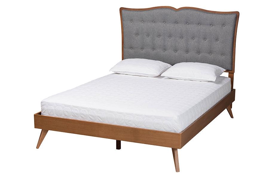 Hawthorn Classic and Traditional Fabric and Finished Wood Platform Bed