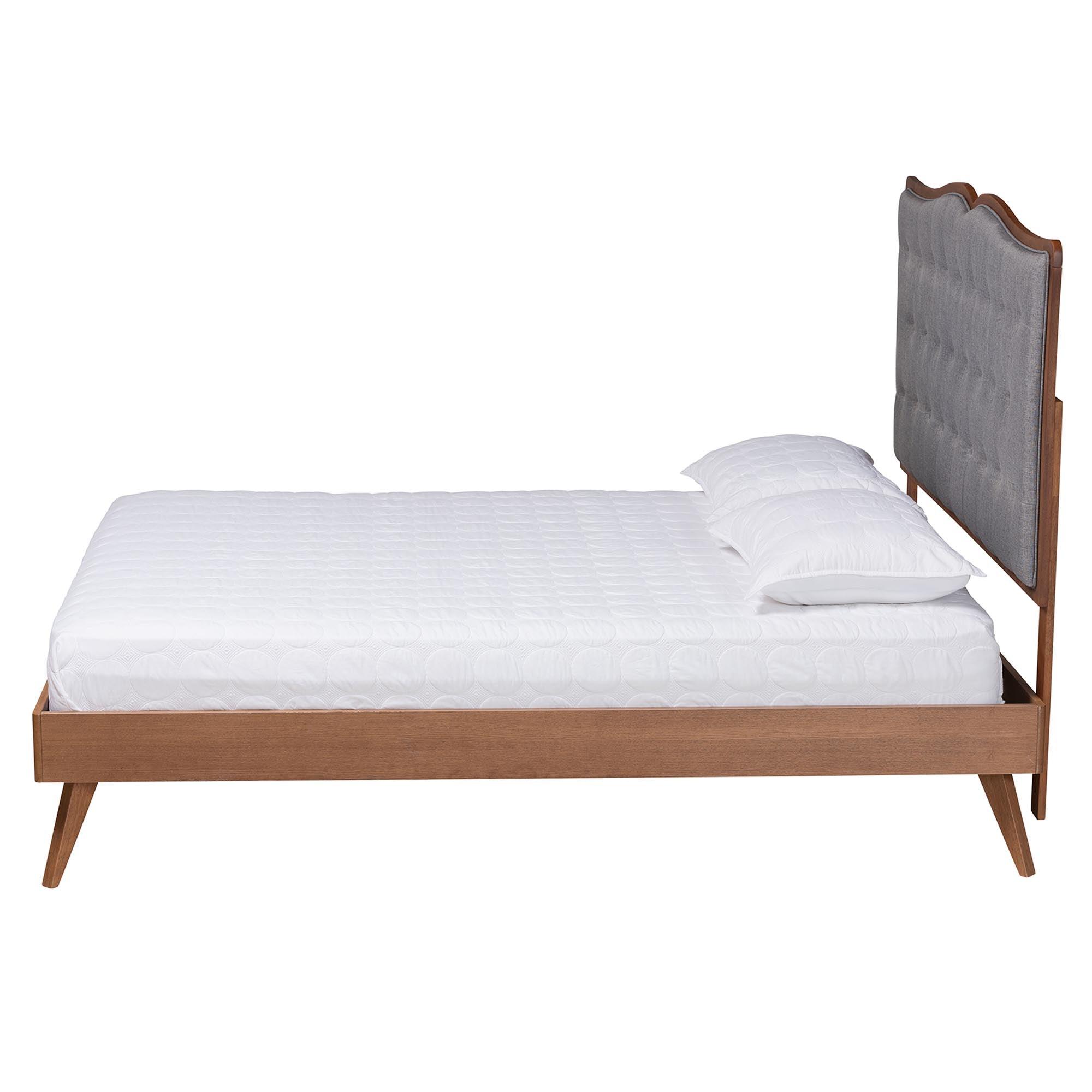 Hawthorn Classic and Traditional Fabric and Finished Wood Platform Bed