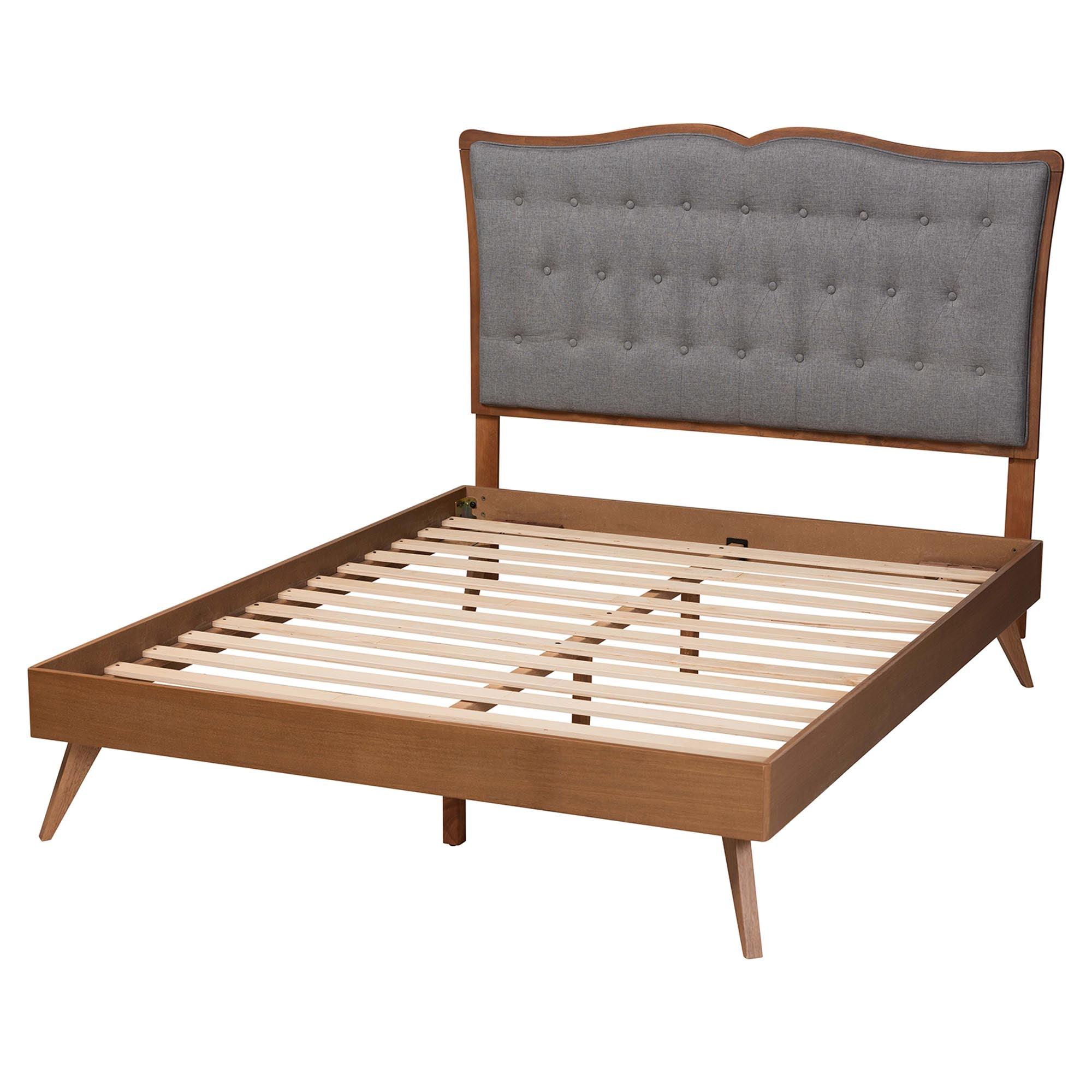 Hawthorn Classic and Traditional Fabric and Finished Wood Platform Bed